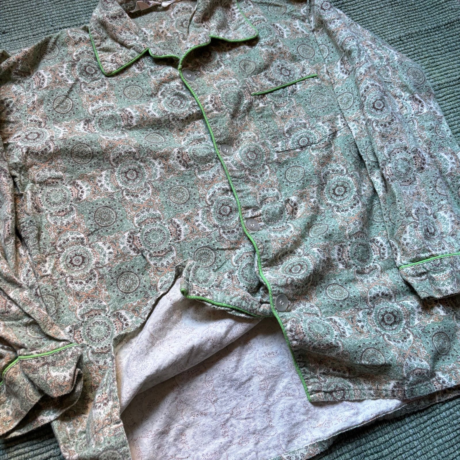 Vintage 60s 70s Cotton Patterned Men's Pajama Top Groovy Size M/L Size US M / EU 48-50 / 2 - 6 Thumbnail