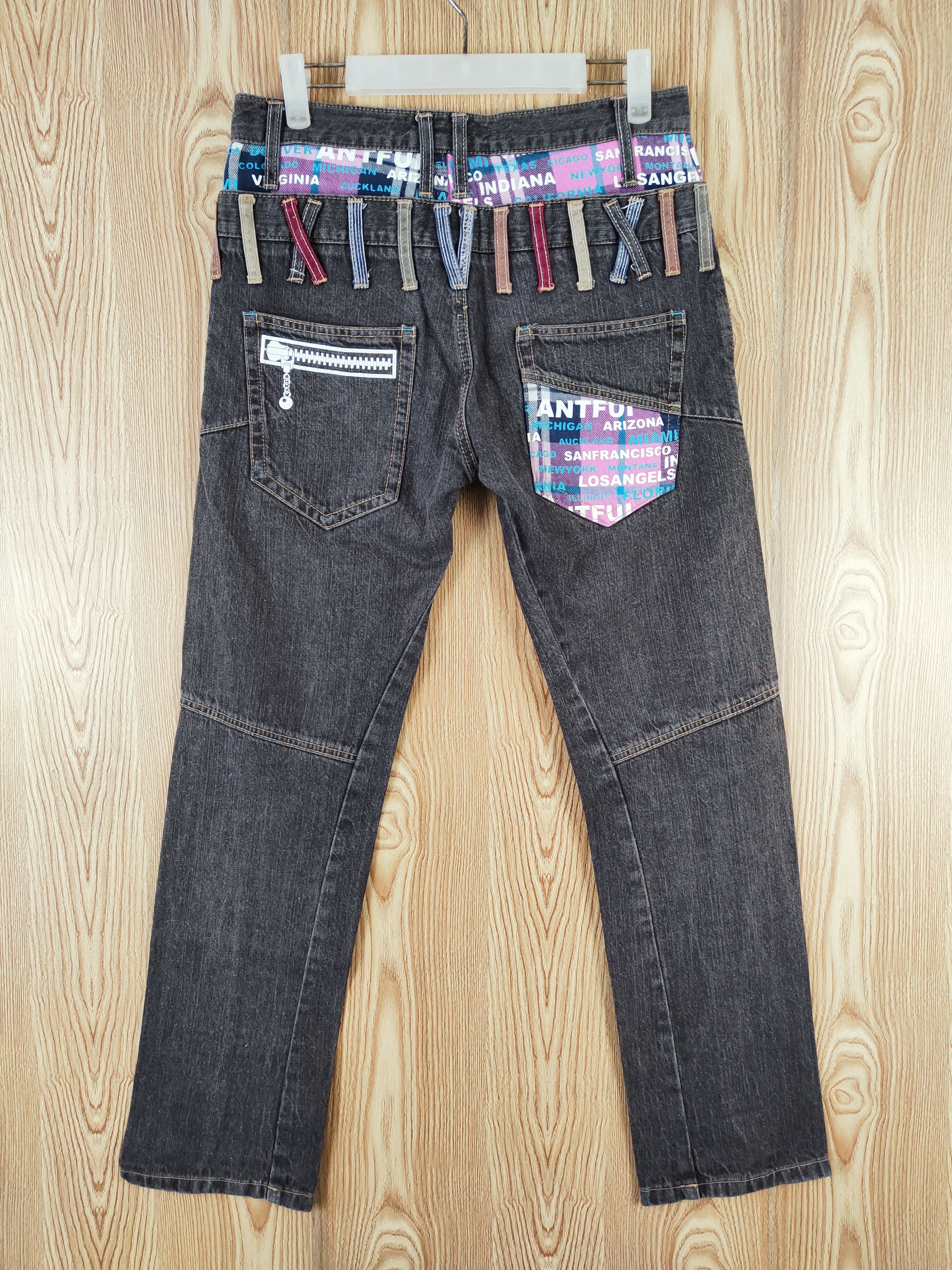 Japanese Brand Antfui Black double waist Faded Ripped denim #W385 Size US 30 / EU 46 - 7 Thumbnail