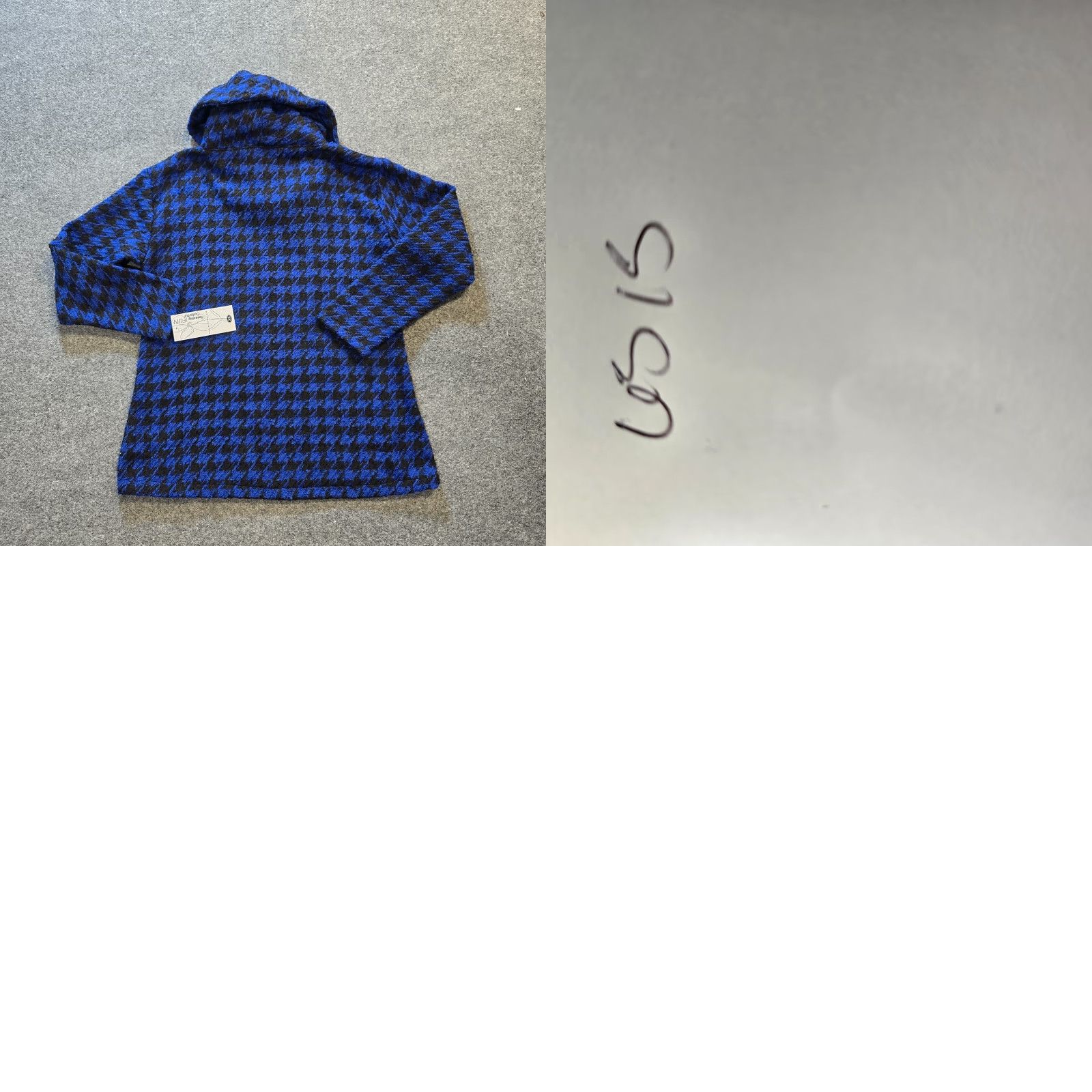 Vintage Lulu B Sweater Women XS Blue Black Houndstooth Cowl Neck Long Sleeve Casual Pullover Knit Heavyweight Winter Fall Spring Size XS / US 0-2 / IT 36-38 - 8 Thumbnail