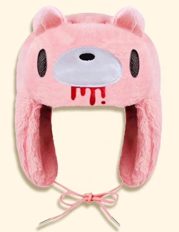 Y2K Anime Pink Gloomy Bear Ushanka Autumn Winter Warm Hat