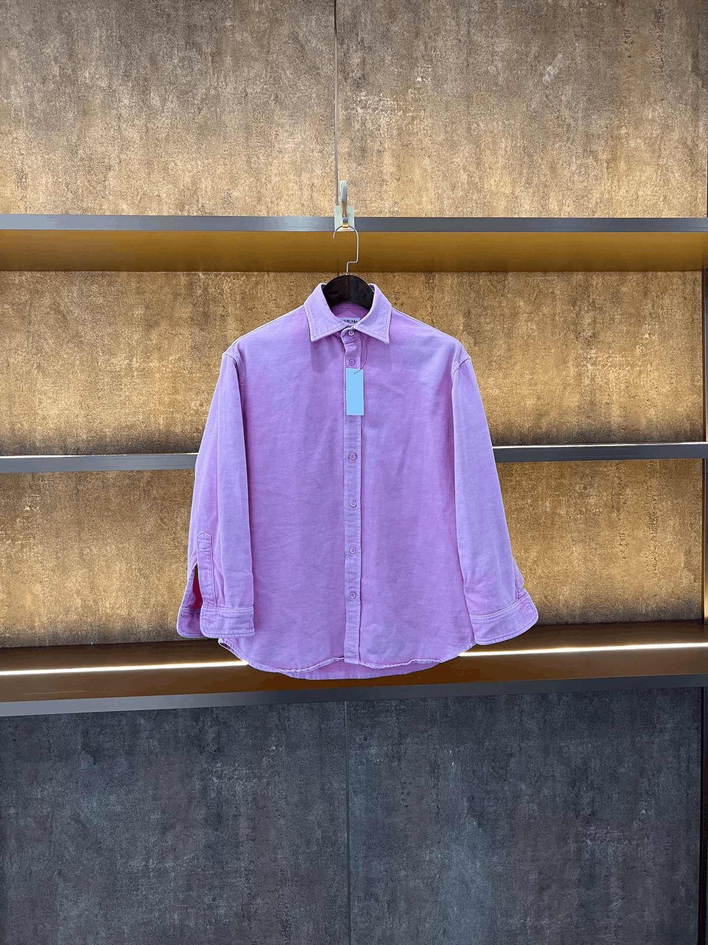 Balenciaga Balenciaga Pink Slogan Denim Shirt Size XXS / US 00 / IT 34 - 1 Thumbnail