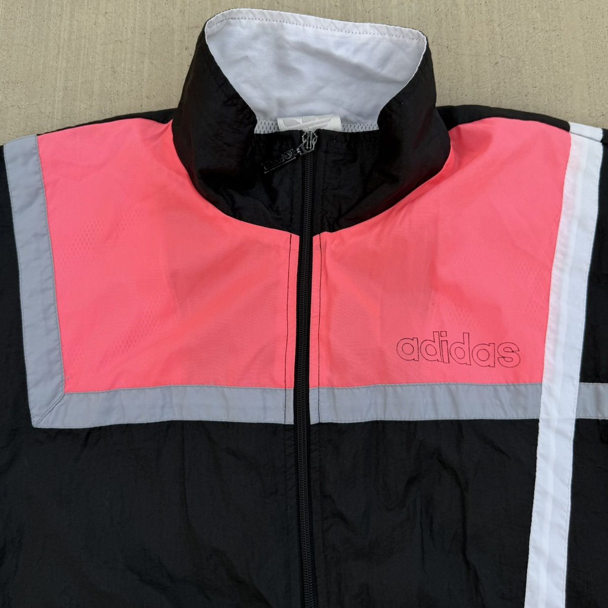 Adidas Vintage 80s 90s Adidas Windbreaker Track Jacket Black Pink Size US M / EU 48-50 / 2 - 6 Thumbnail