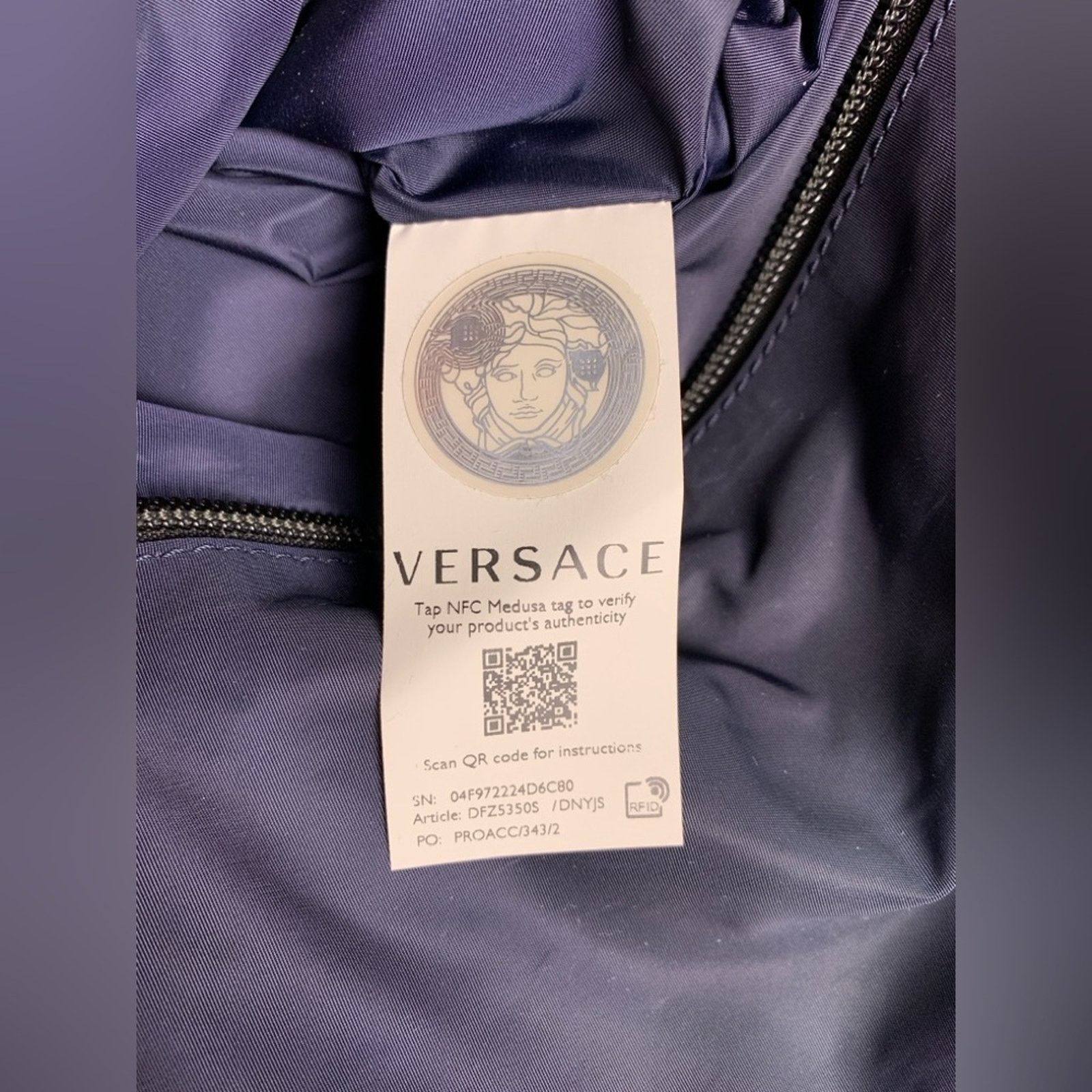 Versace Authentic Versace Navy Blue Backpack RFID chipped Size ONE SIZE - 10 Thumbnail