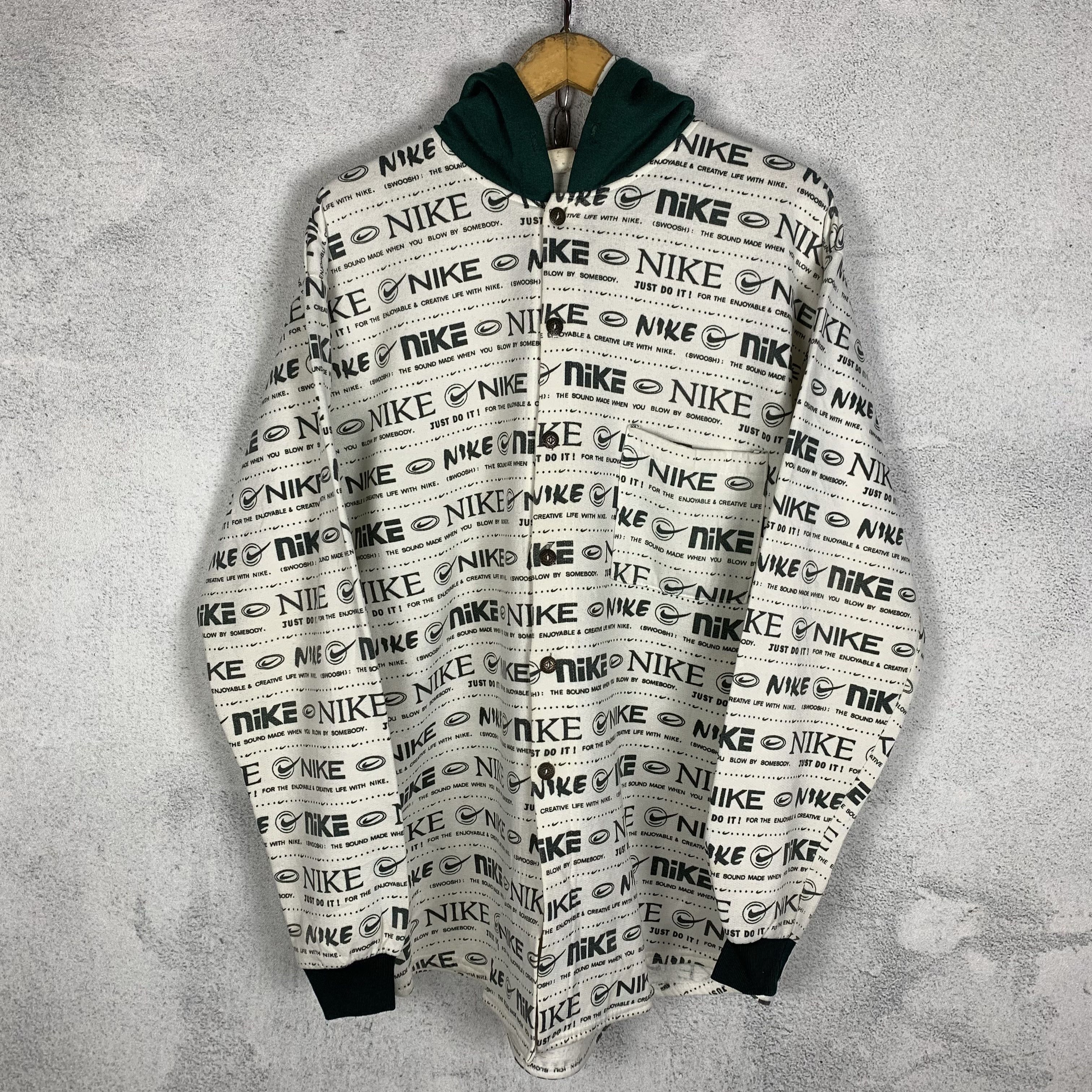 Nike Vintage 90s Nike Swoosh Over Print Hoodie Size US L / EU 52-54 / 3 - 3 Thumbnail
