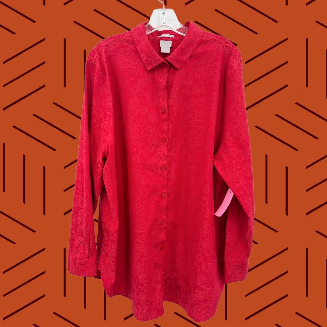 Vintage Chico's Red Floral Long Sleeve Button Down 4/20 Plus Size Womens Size S / US 4 / IT 40 - 1 Thumbnail