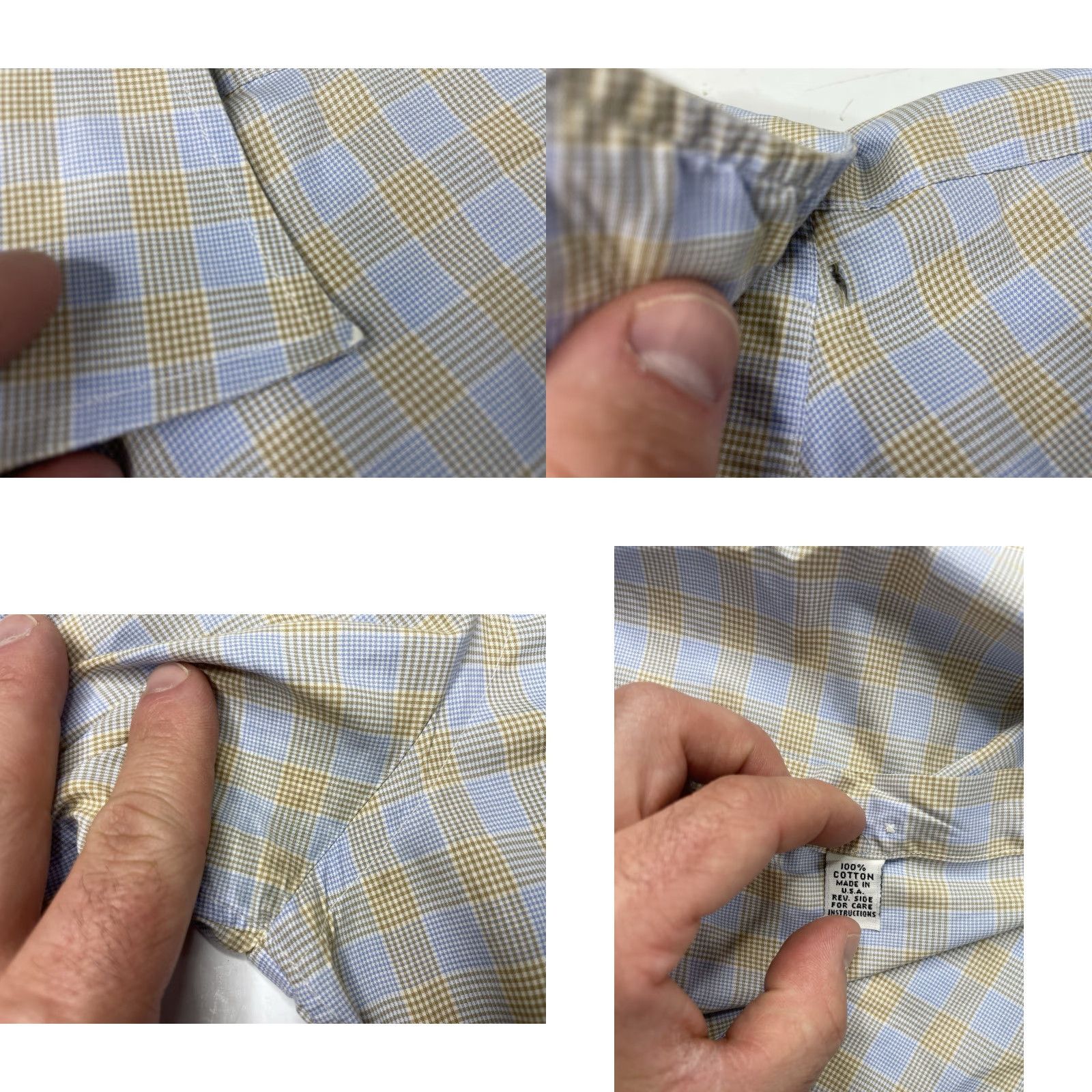 Sid Mashburn Sid Mashburn Dress Shirt Mens 16 35 Blue Yellow Plaid Checks Long Sleeve Cotton Regular Spread Collar Mens Size 42R - 8 Thumbnail