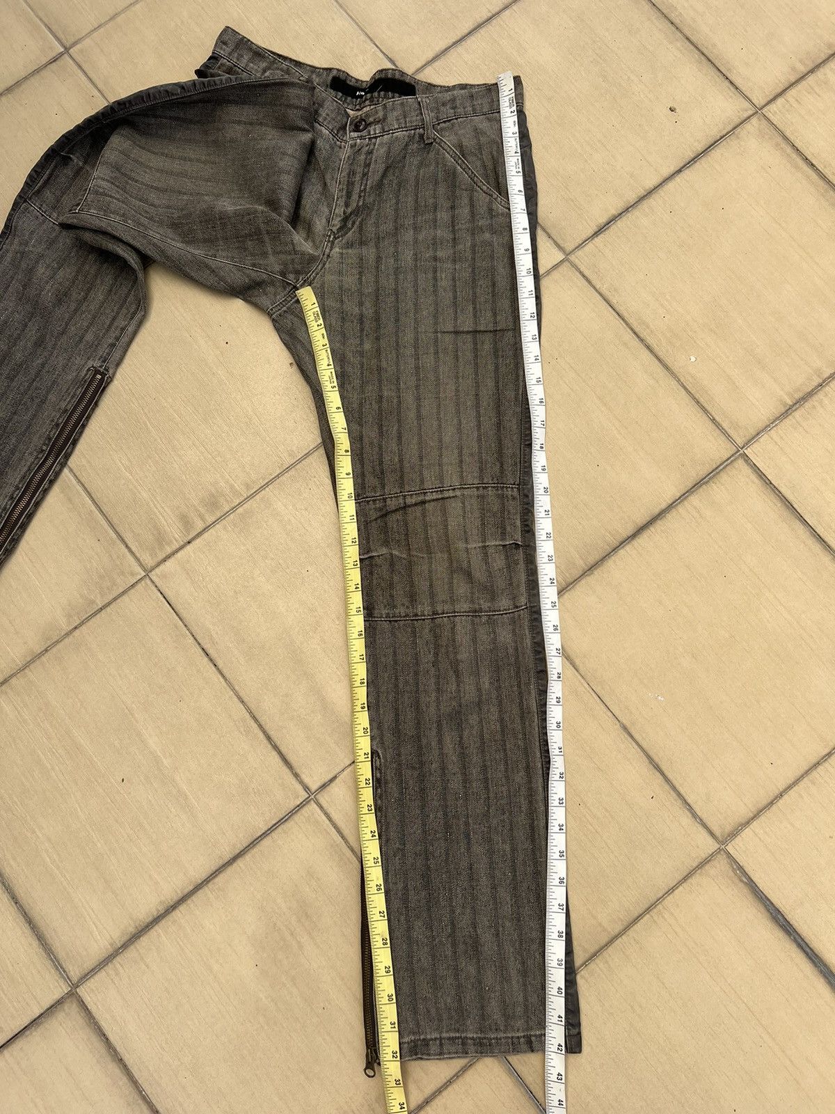 Kiminori Morishita Vintage Halb Japan Faded Border Stripe HBT Hem Flare Pant Size US 31 - 5 Thumbnail