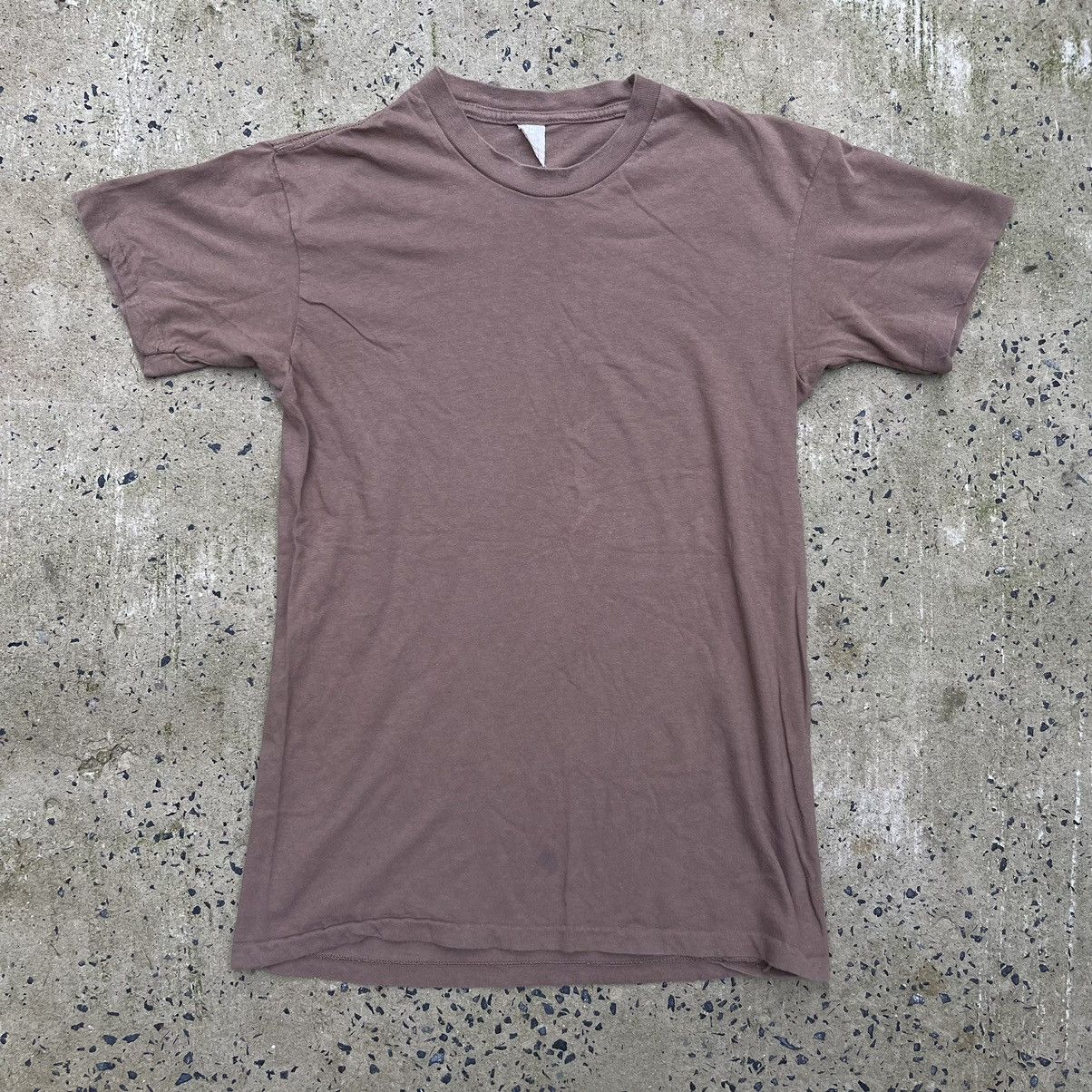 Vintage Vintage 80s Faded Coffee Brown Single Stitch Blank Shirt Size US L / EU 52-54 / 3 - 1 Thumbnail