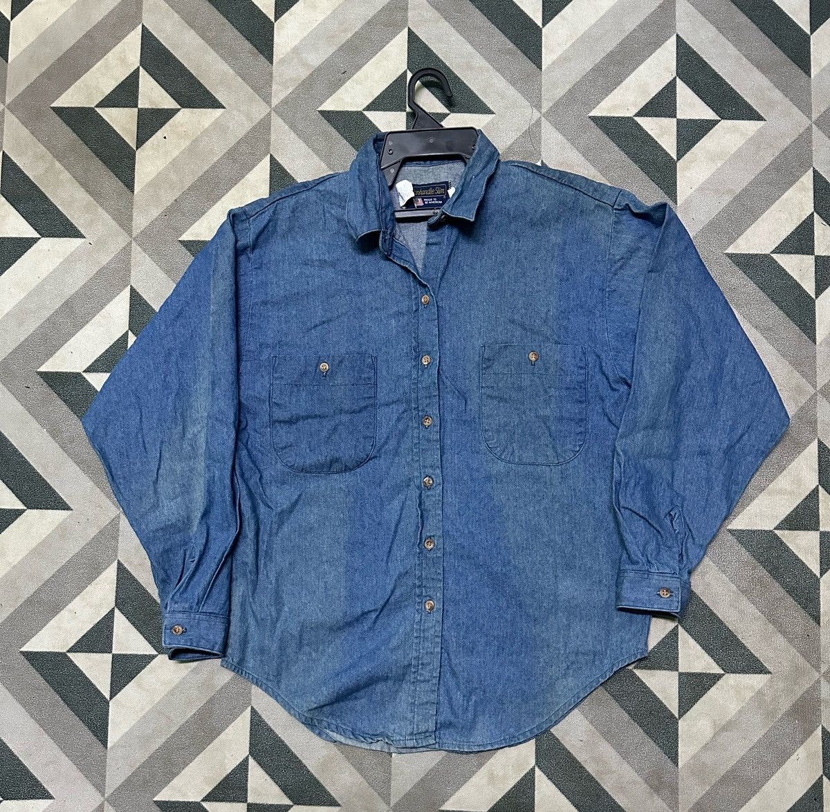 Vintage Vintage 80s Panhandle slim blue denim shirts Size US S / EU 44-46 / 1 - 1 Thumbnail