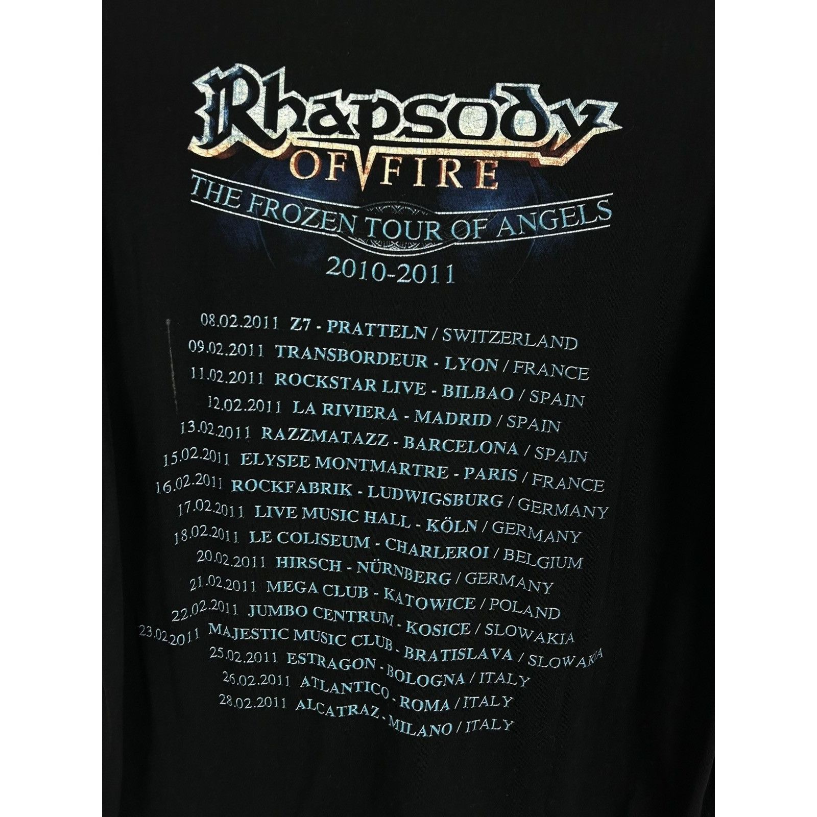 Band Tees Rhapsody Of Fire 2010/11 Tour Nuclear Blast Merch T-Shirt Size US XL / EU 56 / 4 - 5 Thumbnail