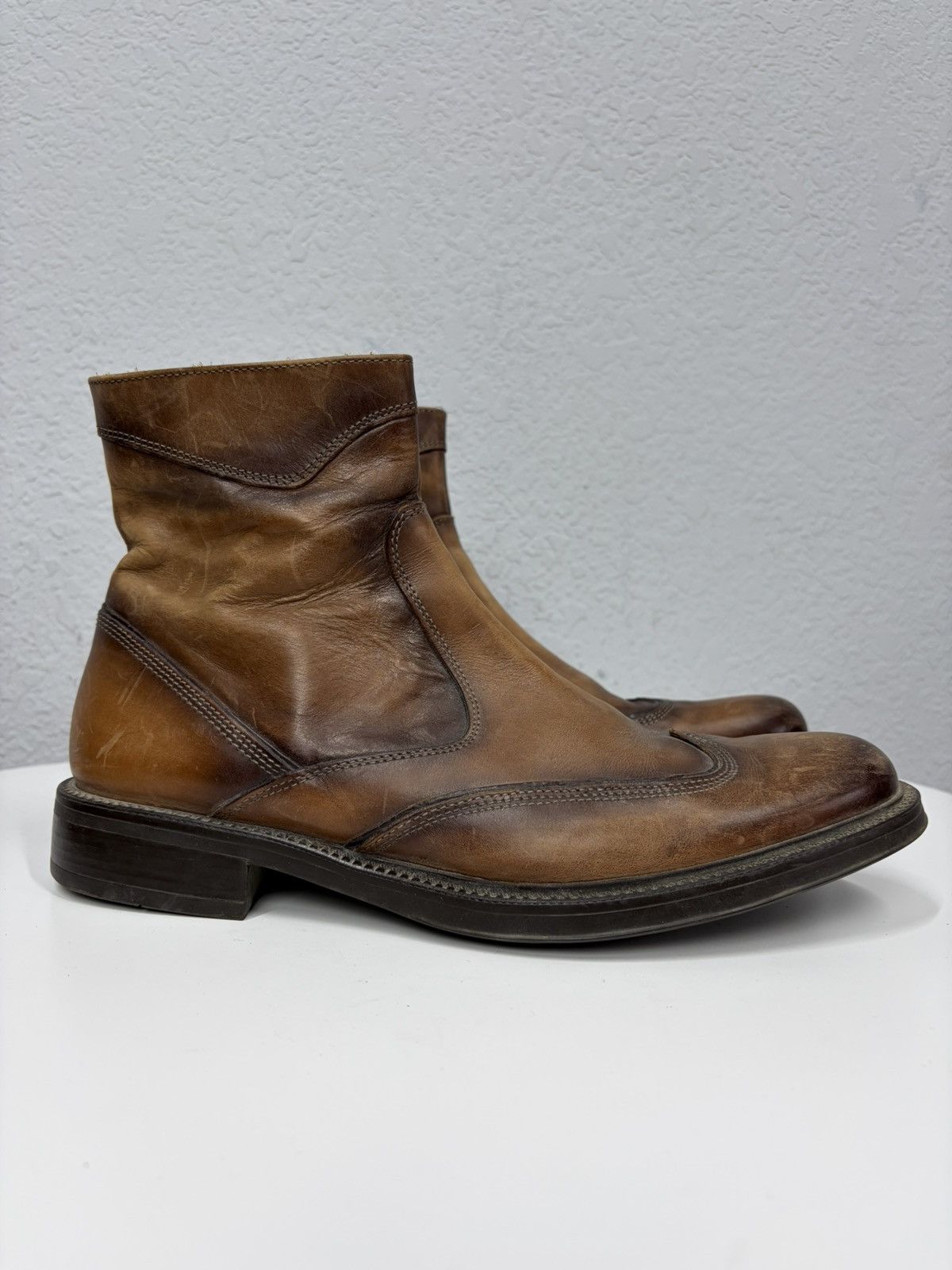 Hedi Slimane Vintage Y2K Black Leather Side Zip Boots Guidi Marsell Style Size US 9 / EU 42 - 9 Thumbnail
