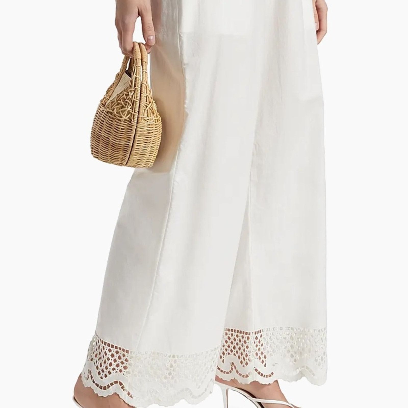 Rails Rails $178 Henrik White Cotton Scalloped Hem Pants Small EUC Size 24" / US 00 / IT 34 - 12 Thumbnail