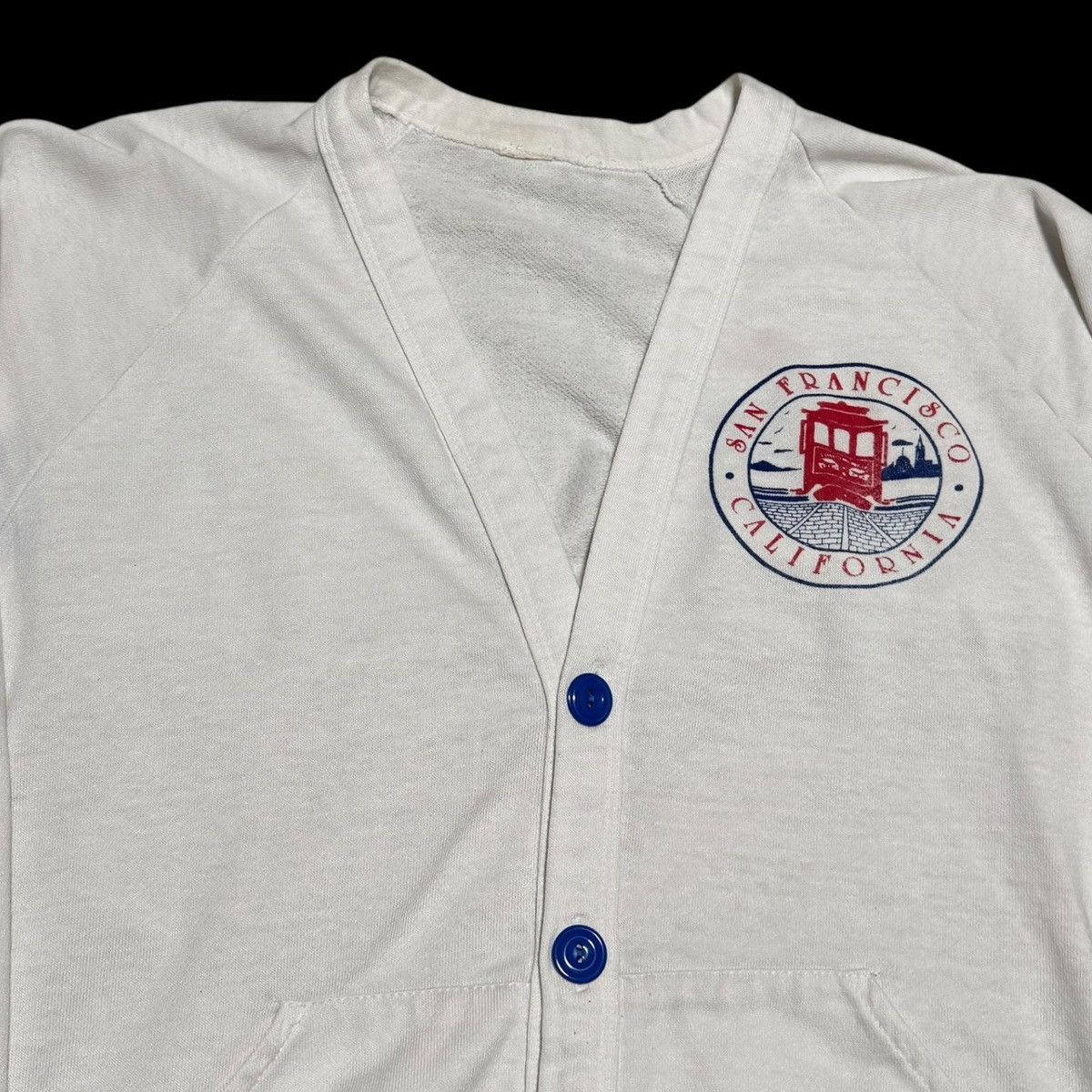 Vintage 80s San Francisco CA Stained Cardigan Sweatshirt Oversized S Size US S / EU 44-46 / 1 - 2 Thumbnail