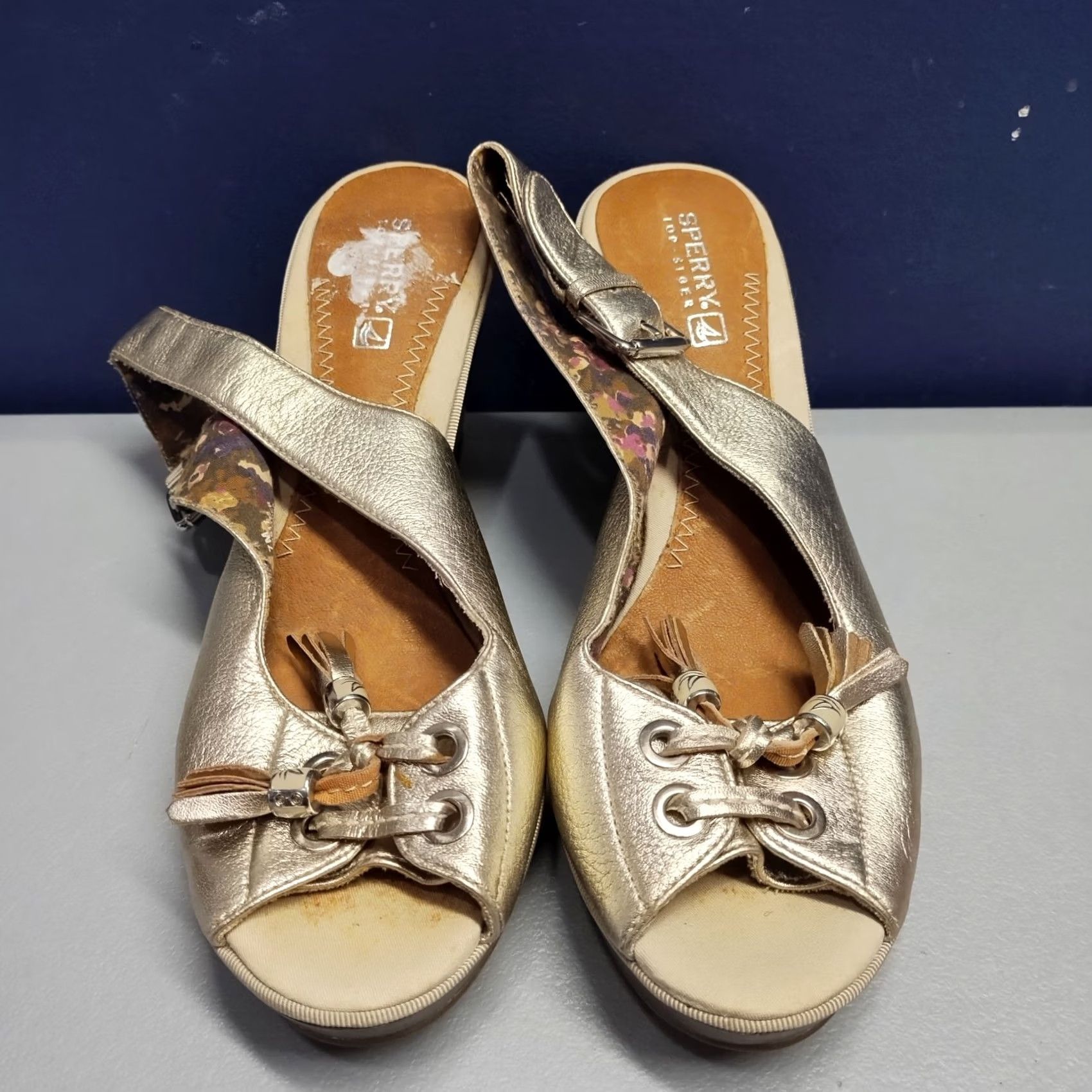 Sperry Sperry Sandal Womens US 7M Multi Leather Slingback Wedge Heel Top Sider 9596917 Size M / US 6-8 / IT 42-44 - 2 Thumbnail