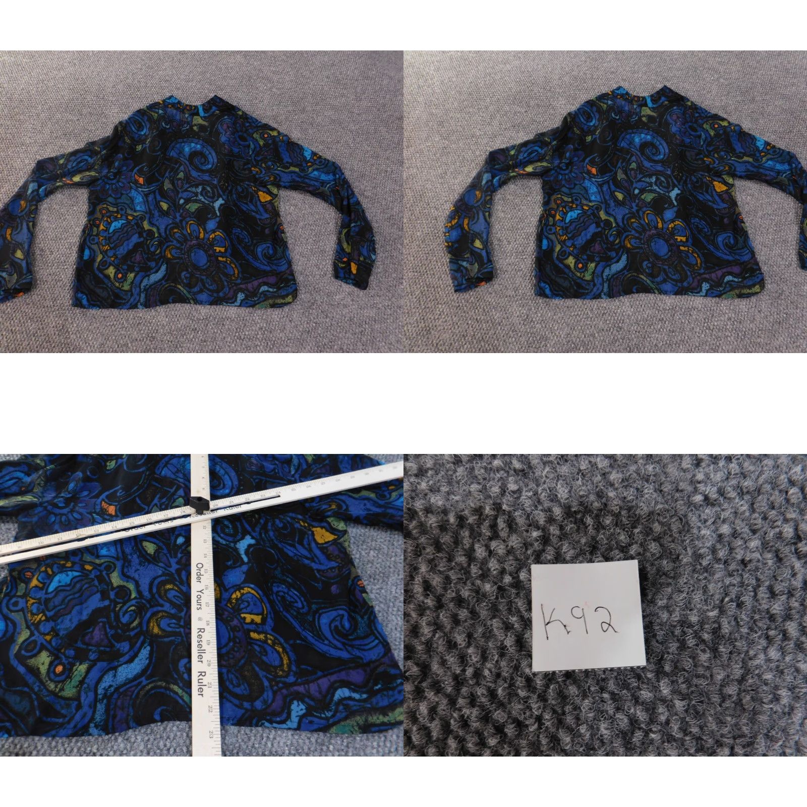 Vintage Chicos Blouse Shirt Womens 0 Blue Geometric Rayon Open Crew Neck Long Sleeve Open Casual Regular Vintage No Size XS / US 0-2 / IT 36-38 - 8 Thumbnail