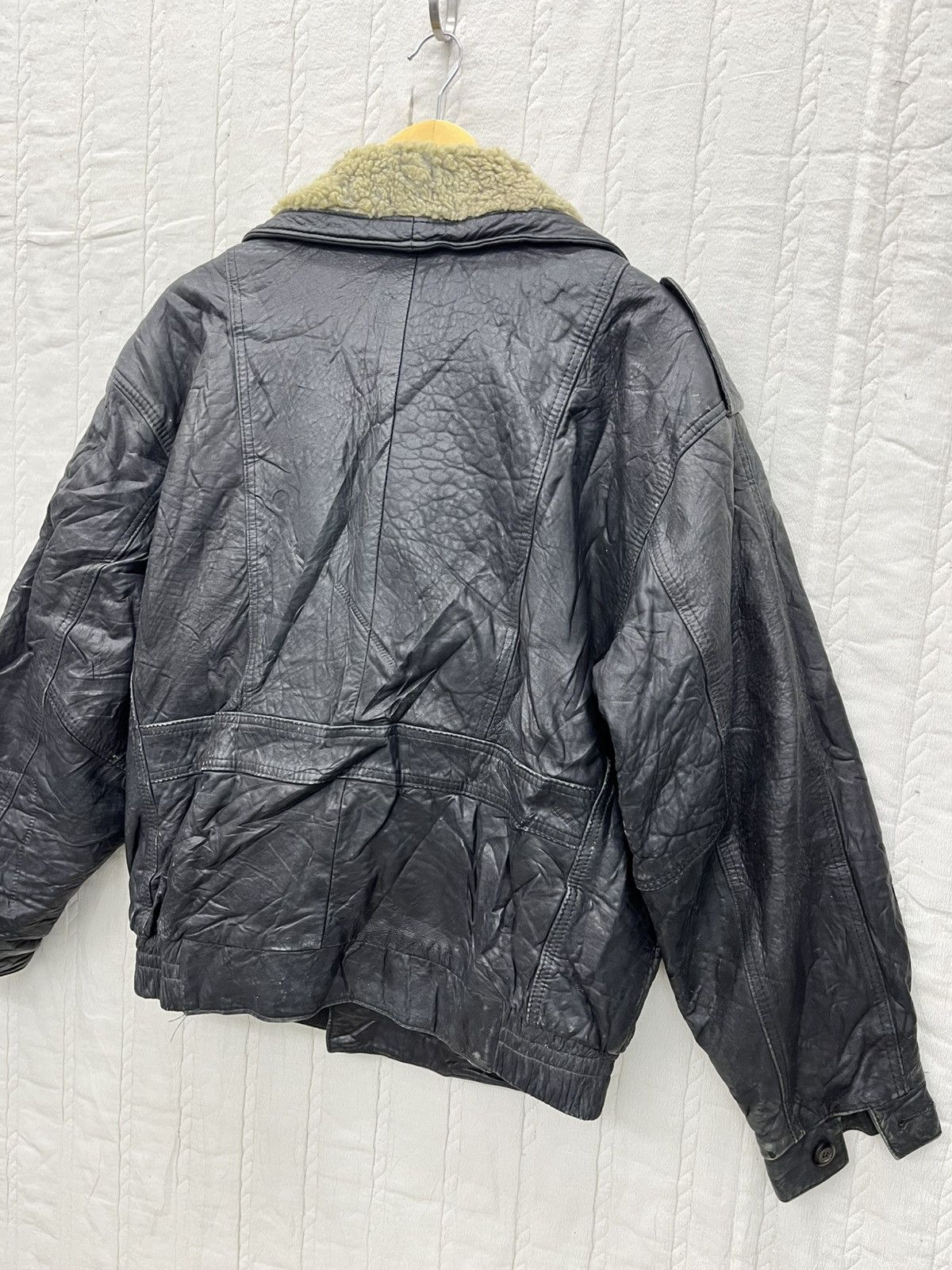 Vintage ARCHIVE🔥VTG HEMMINGWAY LEATHER SHERPA BOMBER JACKET Size US L / EU 52-54 / 3 - 6 Thumbnail
