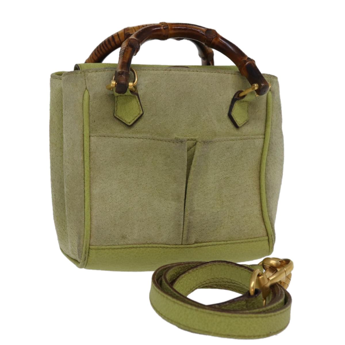 Gucci Bamboo Green Suede Handbag (Pre-Owned) Size ONE SIZE - 1 Thumbnail