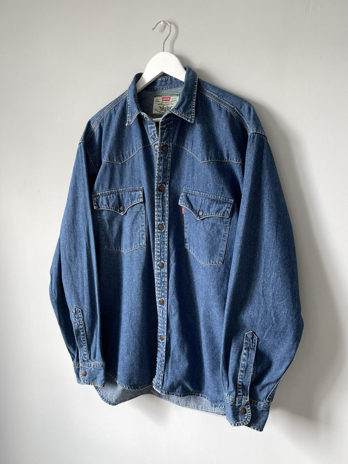 Levi's 90's Vintage Levi's Western Denim Button Up Shirt Red Tab Size US L / EU 52-54 / 3 - 4 Thumbnail