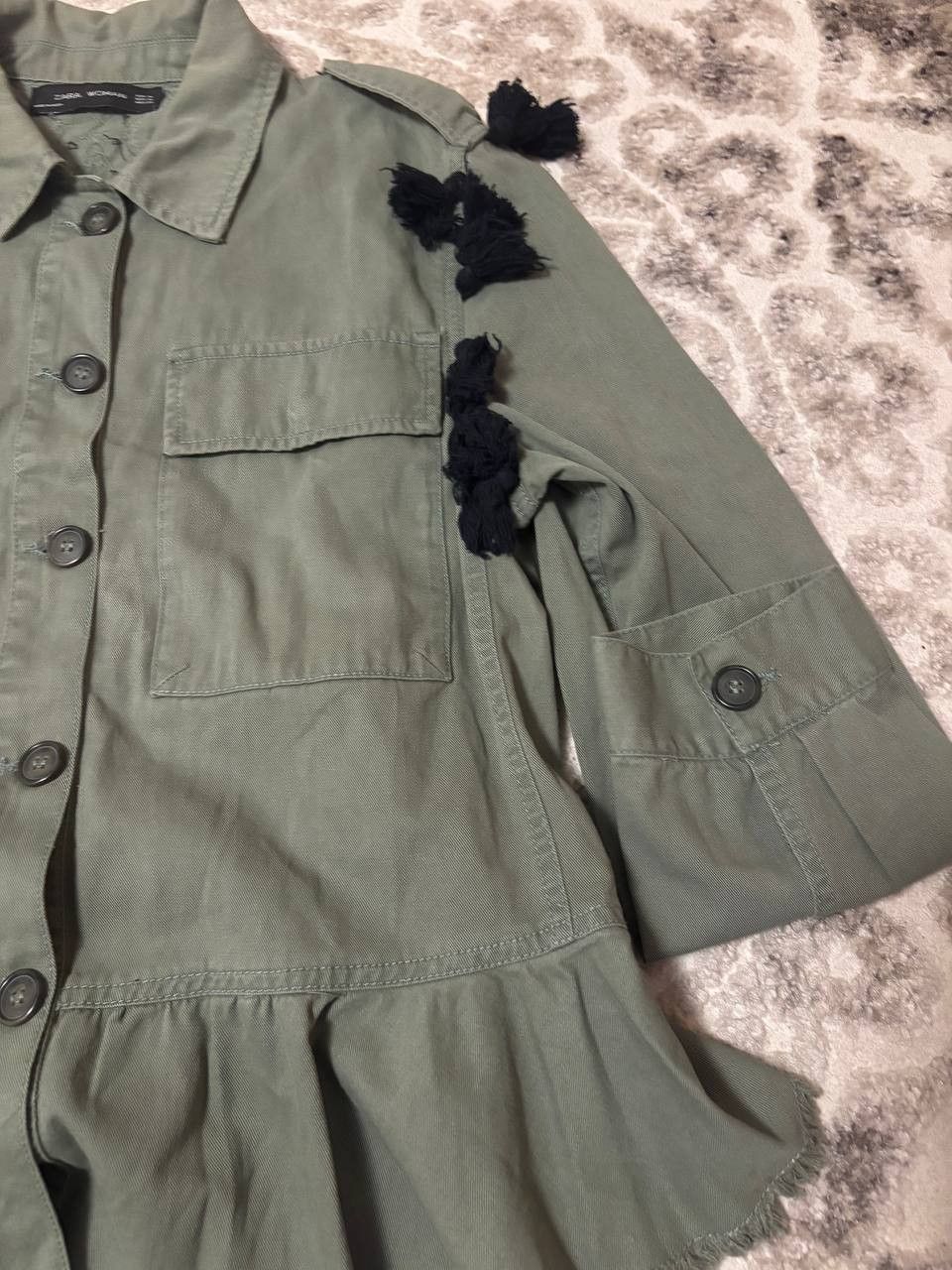 Zara Zara Woman Embroidered Jacket M Boho Military Style Tassels Size M / US 6-8 / IT 42-44 - 13 Thumbnail