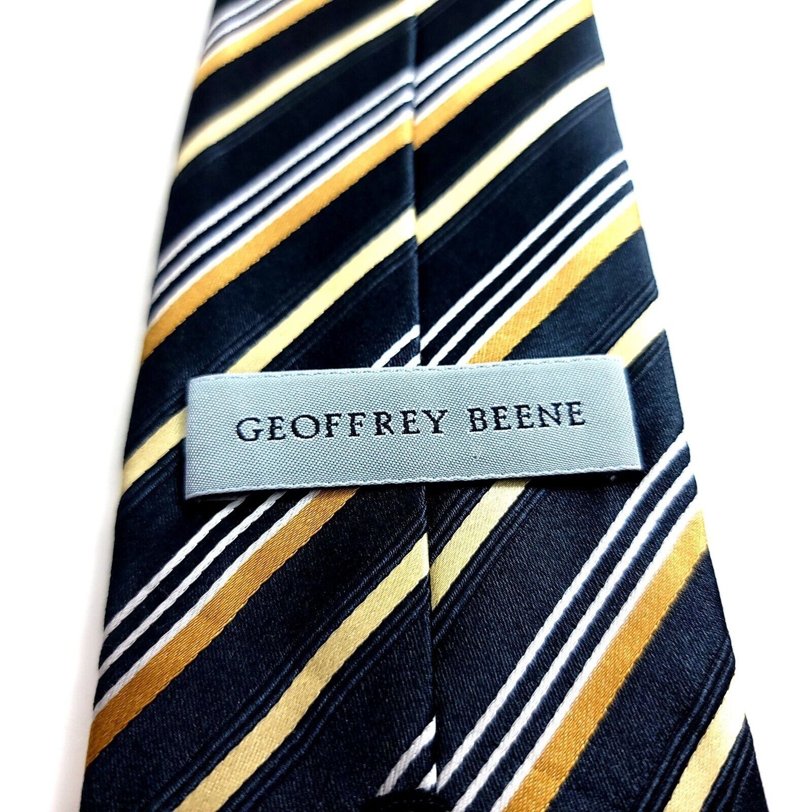 Other Geoffrey Beene Black Gold Striped Woven Silk Tie Size ONE SIZE - 3 Thumbnail
