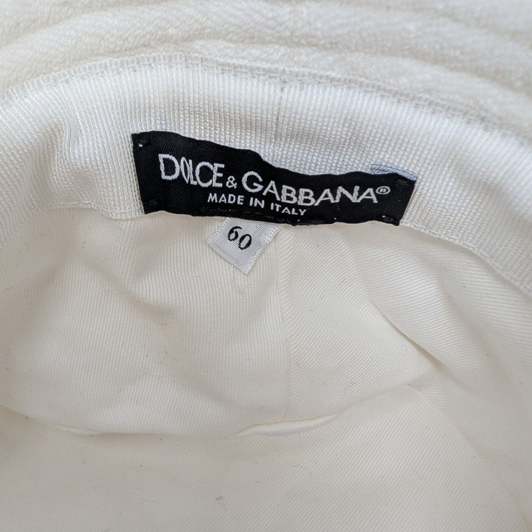 Dolce & Gabbana White Terry Cloth Bucket Hat Size 60 US 7.5