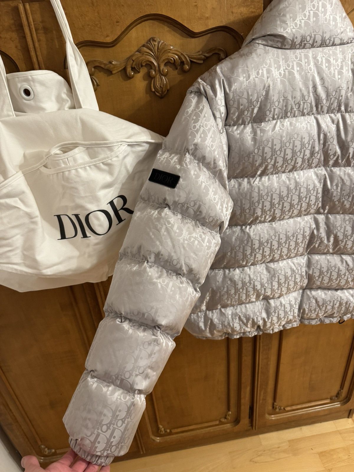 Dior Dior Oblique Puffer Jacket Silver Size US L / EU 52-54 / 3 - 6 Thumbnail