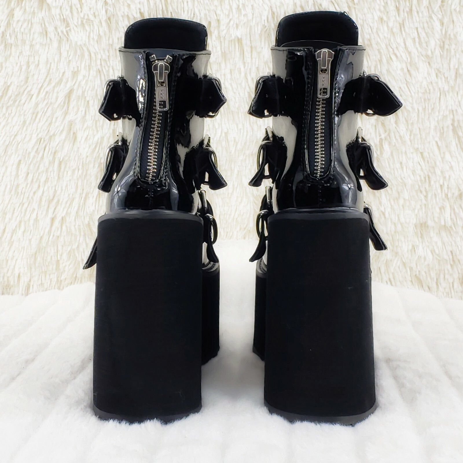 Demonia Cult DEMONIA Swing 105 Black Patent Multiple Buckle Ankle Boot 5. Size US 12 / IT 42 - 8 Thumbnail