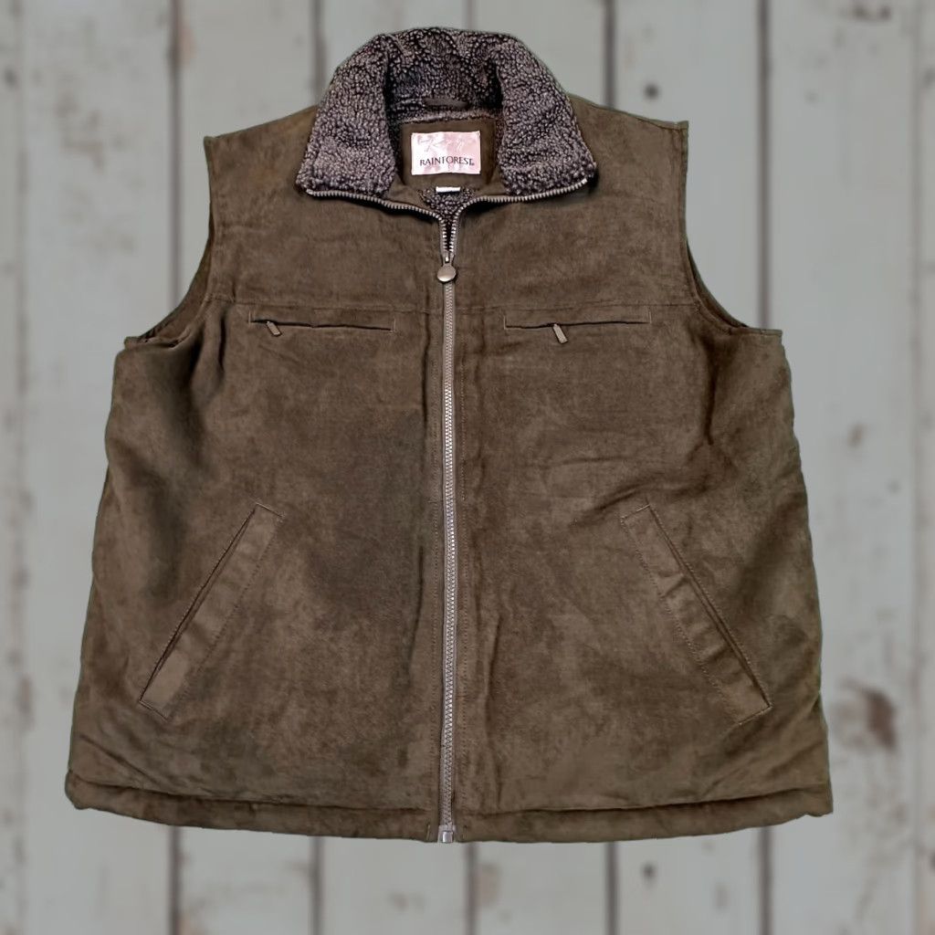 Olive Rainforest Vest Mens Large Olive Green Sherpa Lined Full Zip Pockets Size US L / EU 52-54 / 3 - 1 Thumbnail