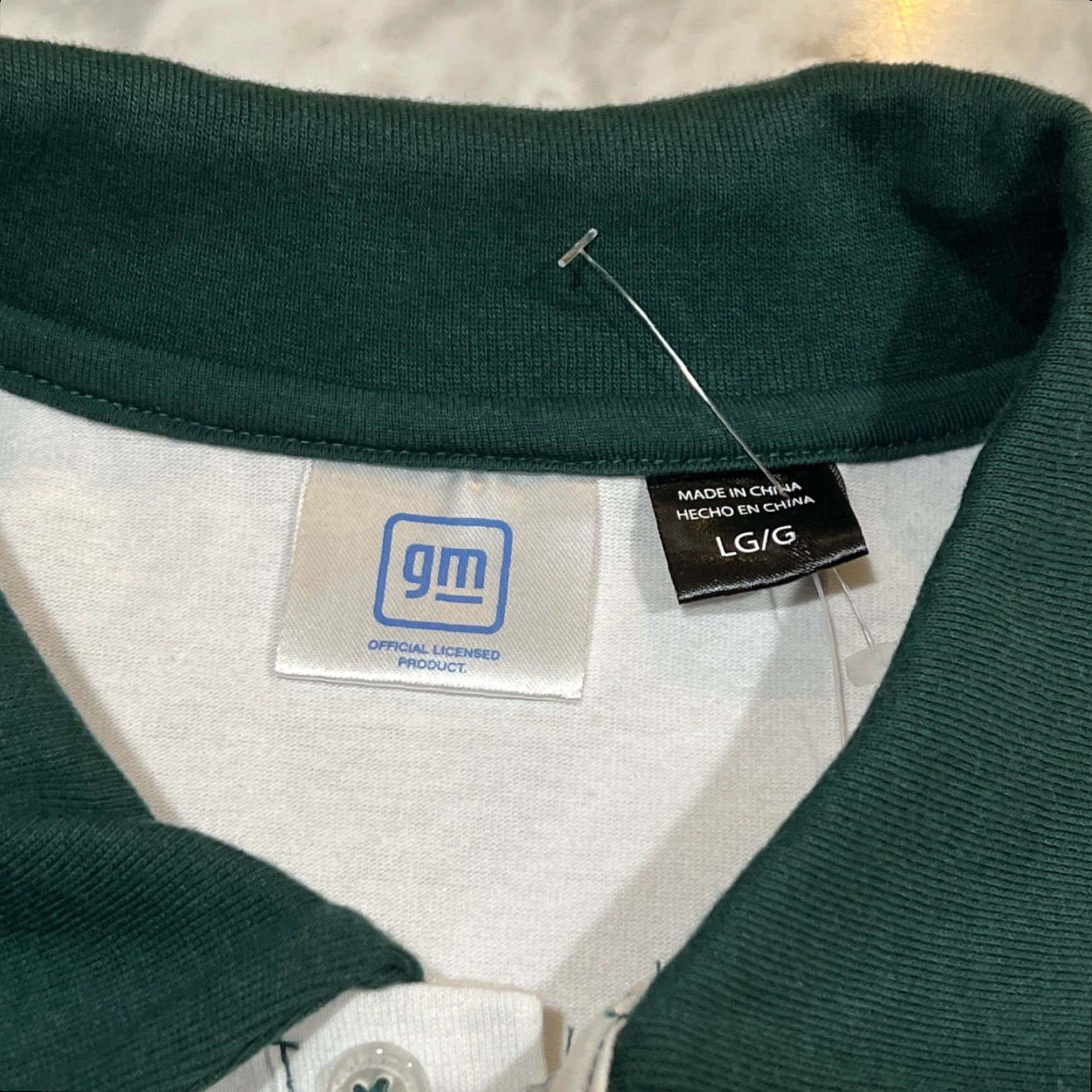 Vintage GM Chevrolet Polo Rugby Shirt Men Large Long Sleeve Green White Striped NWT Size US L / EU 52-54 / 3 - 7 Thumbnail