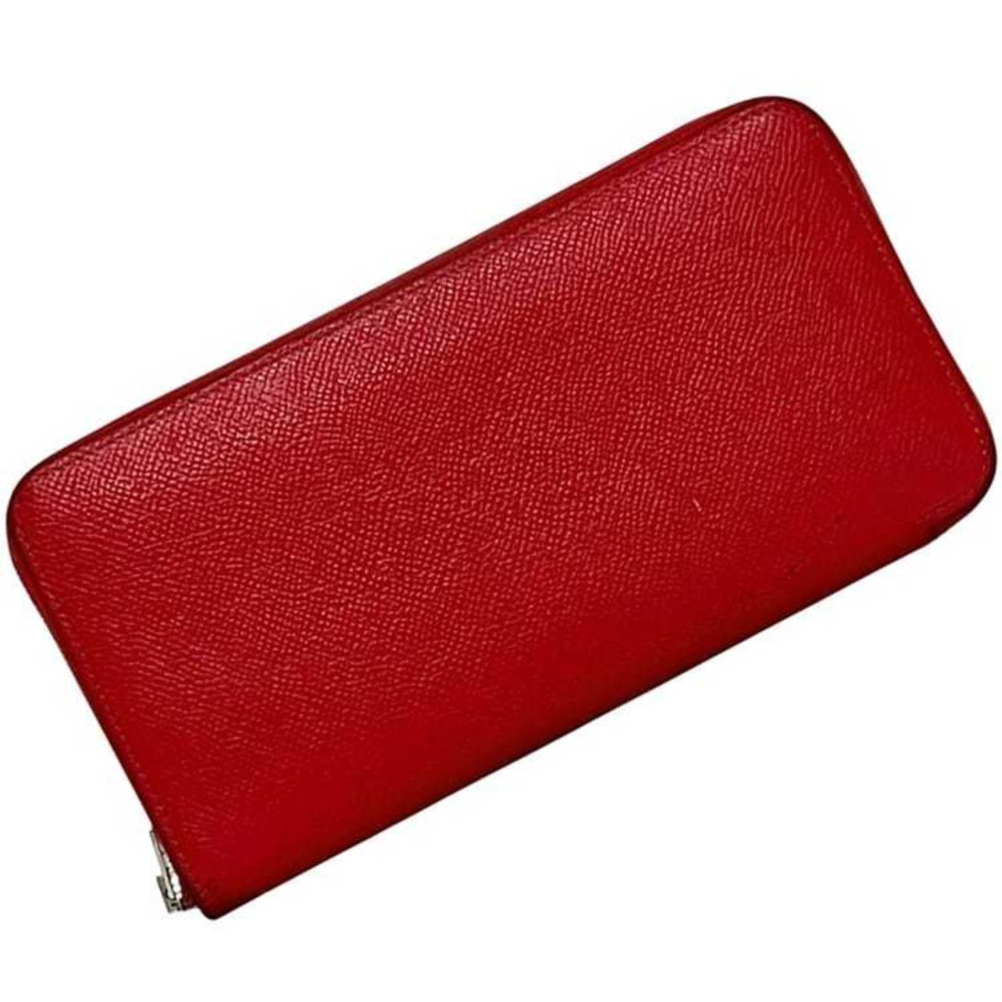 Hermes Hermès Azap Silkin Round Long Wallet (ec-24325) in Red Rouge Tomato Leather with Epson Logo and O Stamp. Available Red Silk for Men Women.