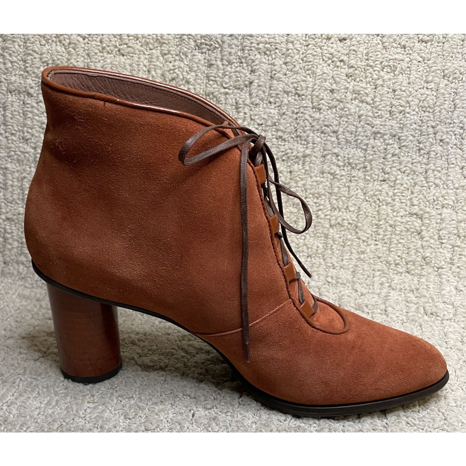 Max Mara Max Mara Rust Suede Boots 40 9.5 10 Round Heels Lace Up Size US 9.5 / IT 39.5 - 4 Thumbnail