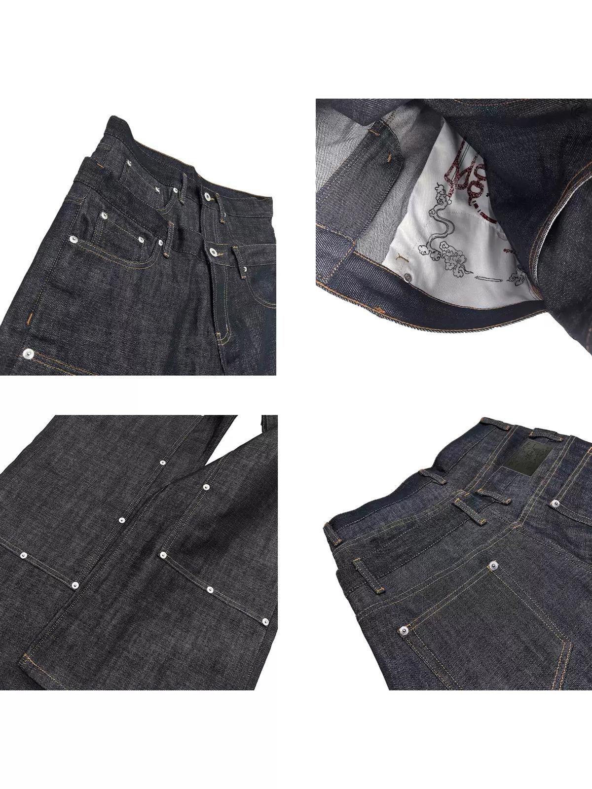 Jean Double Waistband Raw Denim Indigo Studded Jorts Size US 30 / EU 46 - 5 Thumbnail