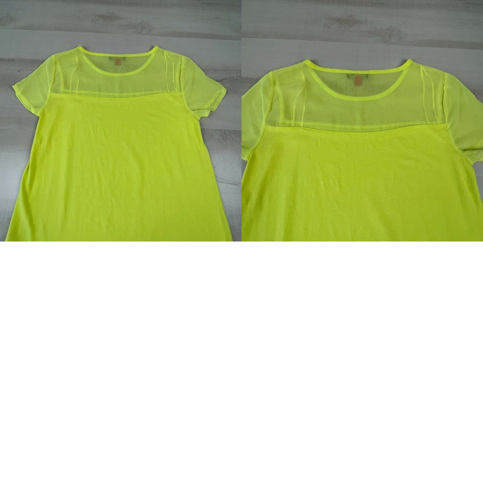 Vince Camuto Vince Camuto Women's Petite Small Yellow Short Sleeve Blouse Sheer Shoulder Hem Top Size S / US 4 / IT 40 - 8 Thumbnail