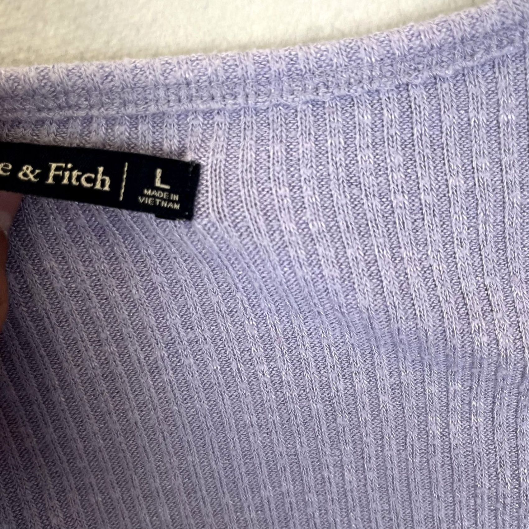Abercrombie & Fitch Abercrombie & Fitch T-Shirt Womens Large Purple Long Sleeve Square Neck Ribbed Size L / US 10 / IT 46 - 3 Thumbnail