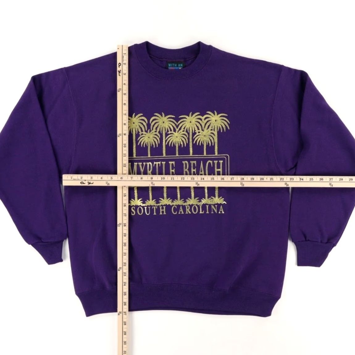 Vintage VTG With an Attitude Myrtle Beach Gold Palms Solid Sweatshirt Purple Men's L Size US L / EU 52-54 / 3 - 3 Thumbnail