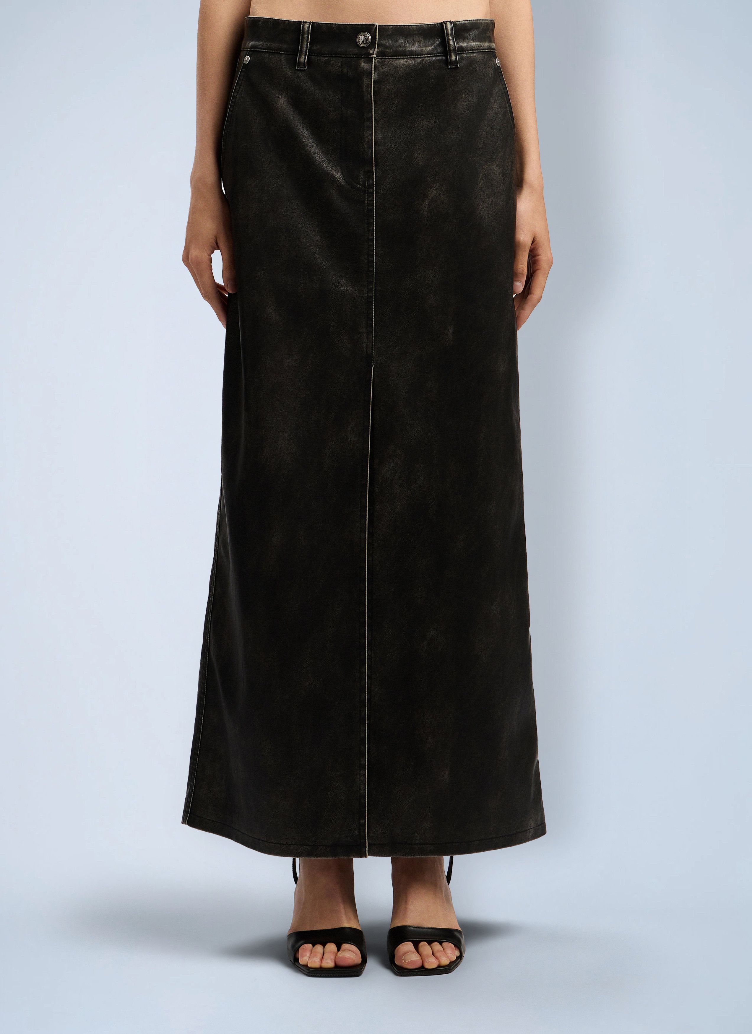 Palm Angels Curved Logo Coated Long Skirt Size 30" / US 8 / IT 44 - 1 Thumbnail