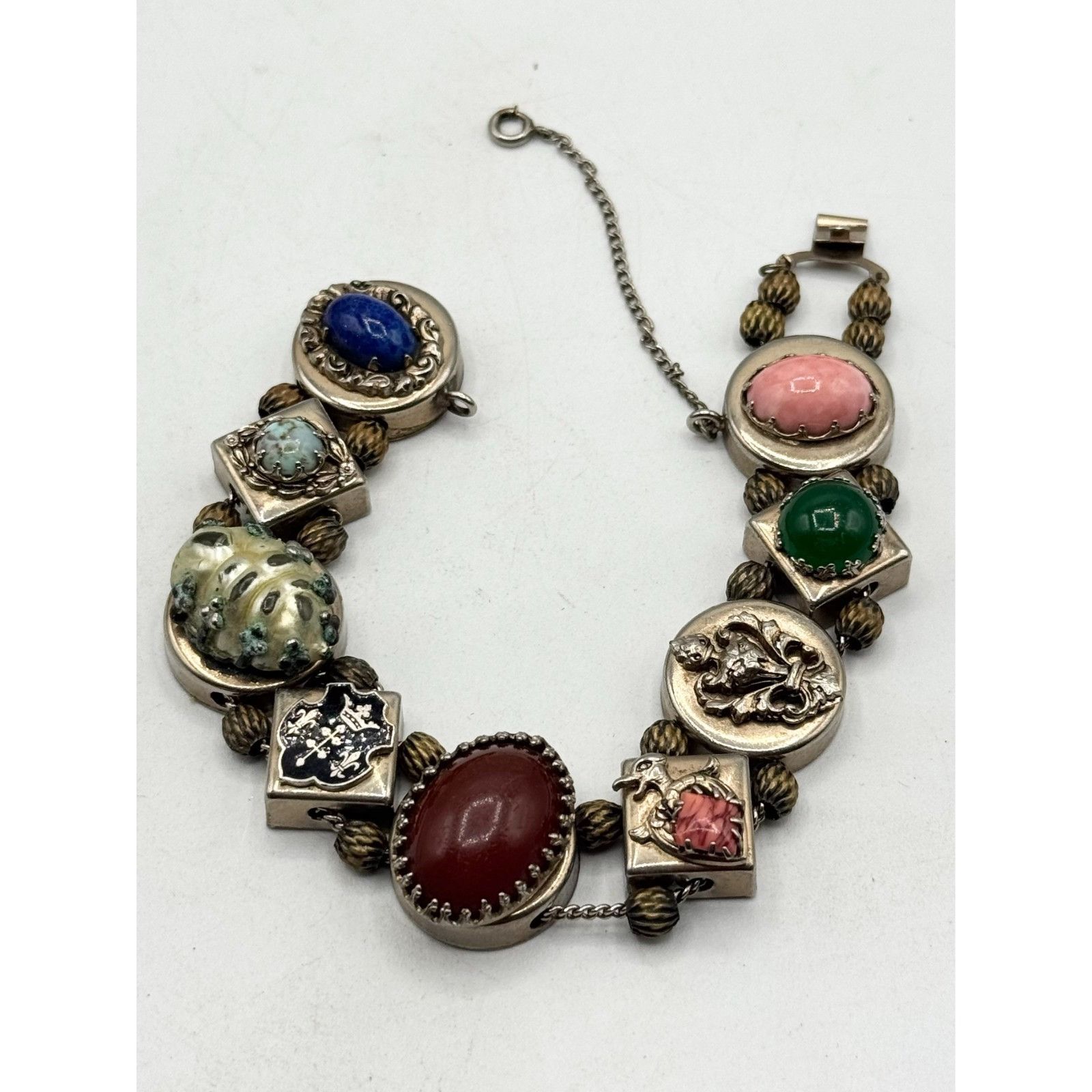 Vintage Estate Slide Charm Bracelet Vintage Victorian Revival Size ONE SIZE - 3 Thumbnail