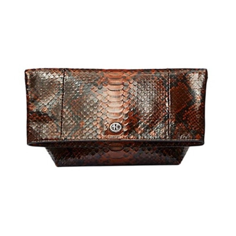 Michael Kors Michael Kors Collection Python-Embossed Leather Clutch Size ONE SIZE - 1 Thumbnail