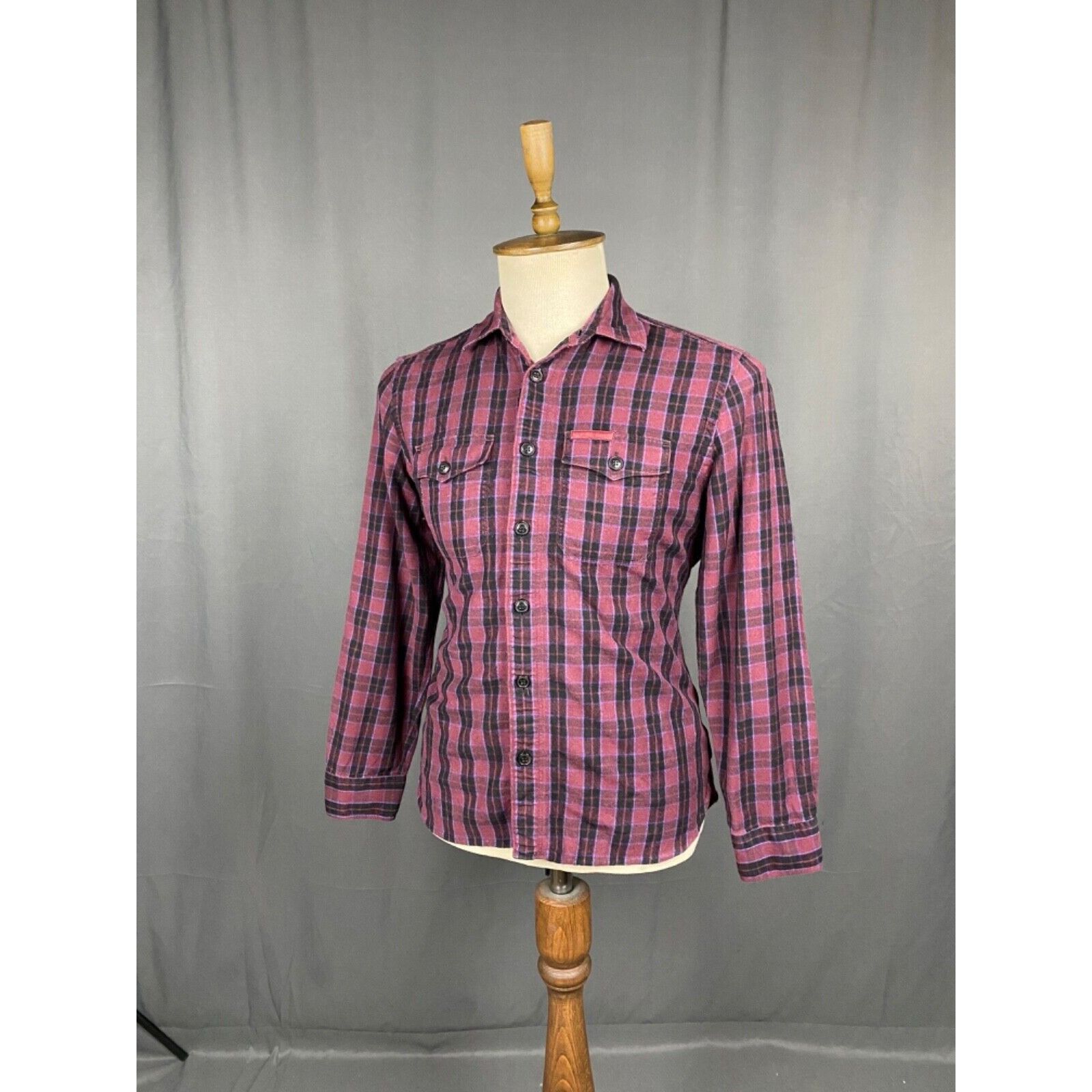 Burberry Burberry Men's Purple Checked Wool Linen Shirt Size S Size US L / EU 52-54 / 3 - 4 Thumbnail