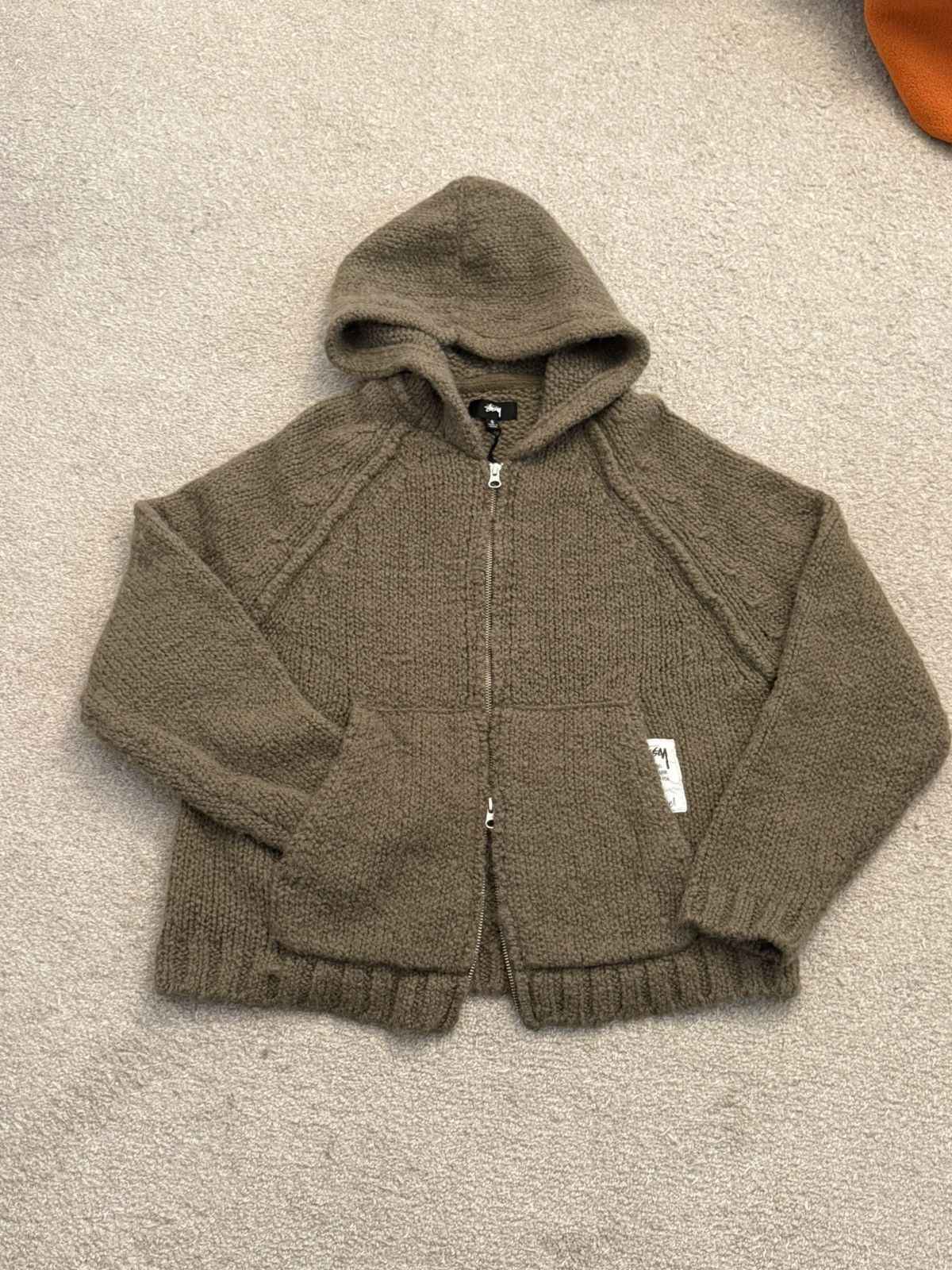 Stussy Stussy Chunky Knit Zip Hoodie (Fossil) Size US S / EU 44-46 / 1 - 2 Thumbnail