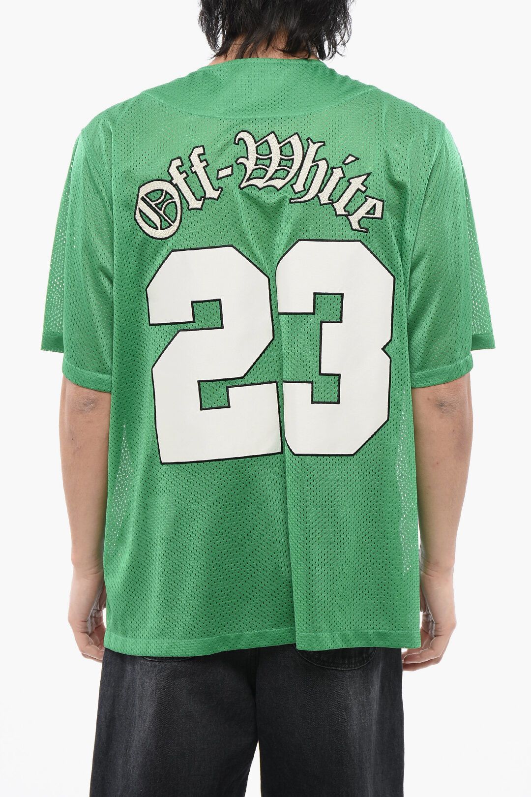 Off-White og1mm1025 Embroidered Baseball Mesh T-Shirt in Green Size US M / EU 48-50 / 2 - 2 Thumbnail