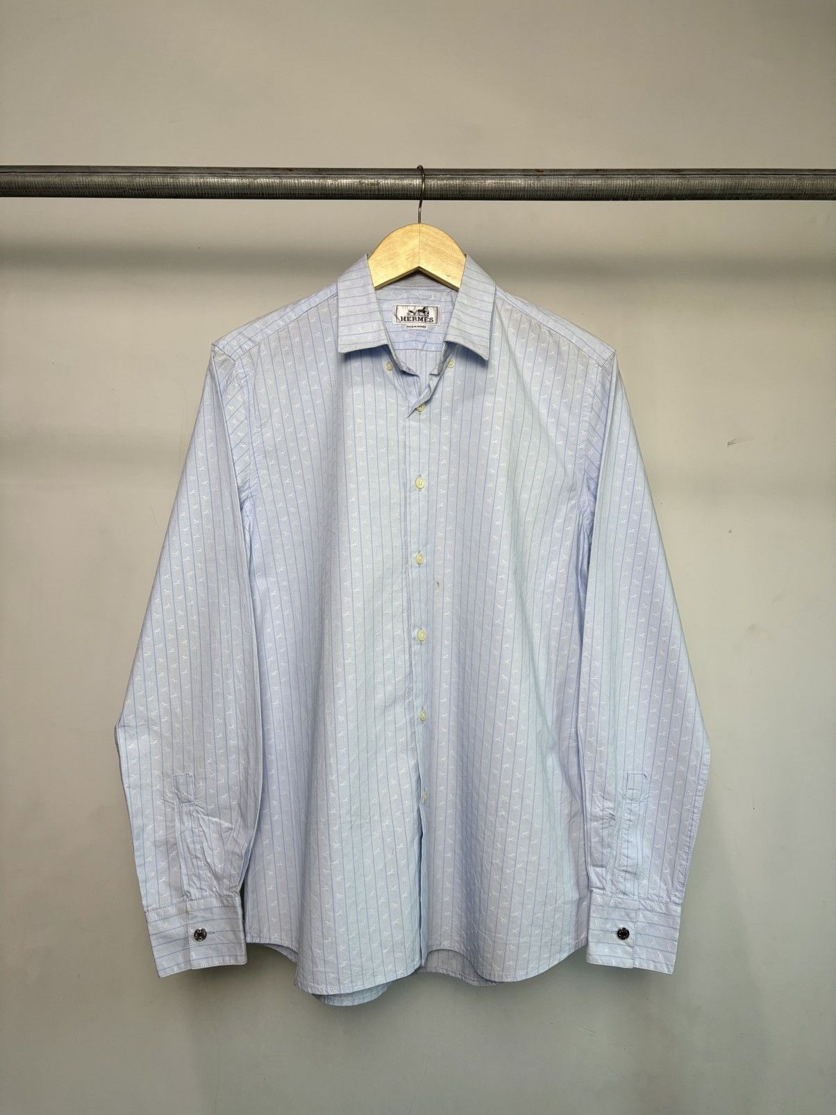 Hermes Hermes by Margiela Striped Horse Monogram Textured Shirt Size US M / EU 48-50 / 2 - 1 Thumbnail