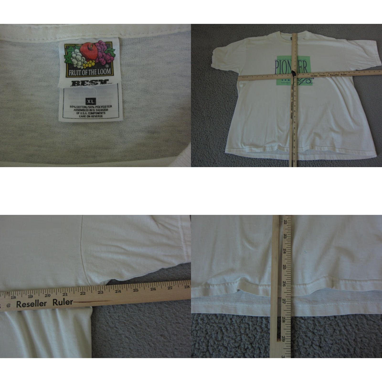 Fruit Of The Loom VINTAGE Pioneer Shirt Mens XL White Fruit of the Loom 90s T-Shirt US 70s 80s 90s Punk Rock Cat School Classic USA Size US XL / EU 56 / 4 - 8 Thumbnail
