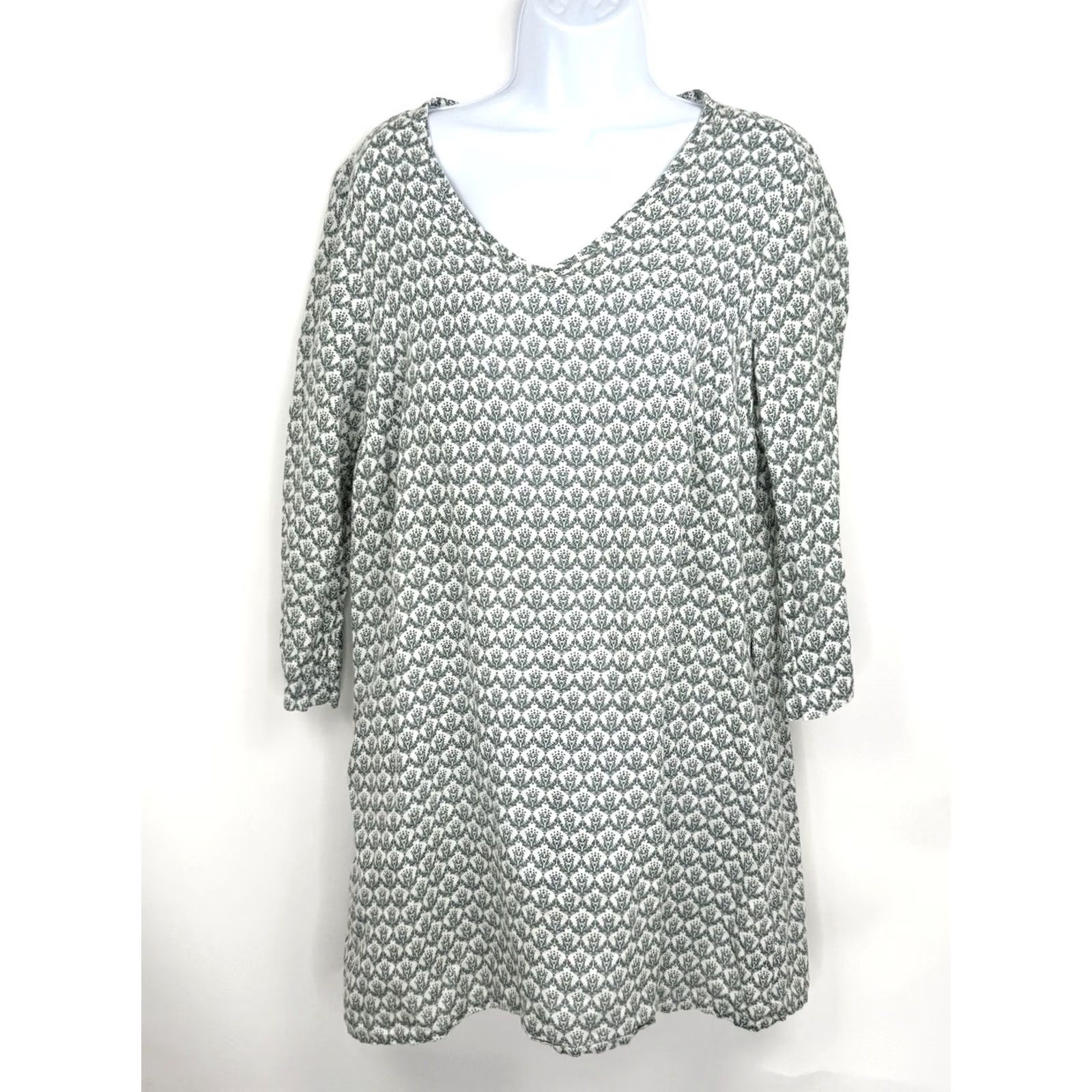 FLAX FLAX Tunic Dress Womens S Floral 3/4 Sleeve V-Neck Knee Length Multicolor Linen Woven Casual Summer Spring Girls Womens Size S / US 4 / IT 40 - 2 Thumbnail