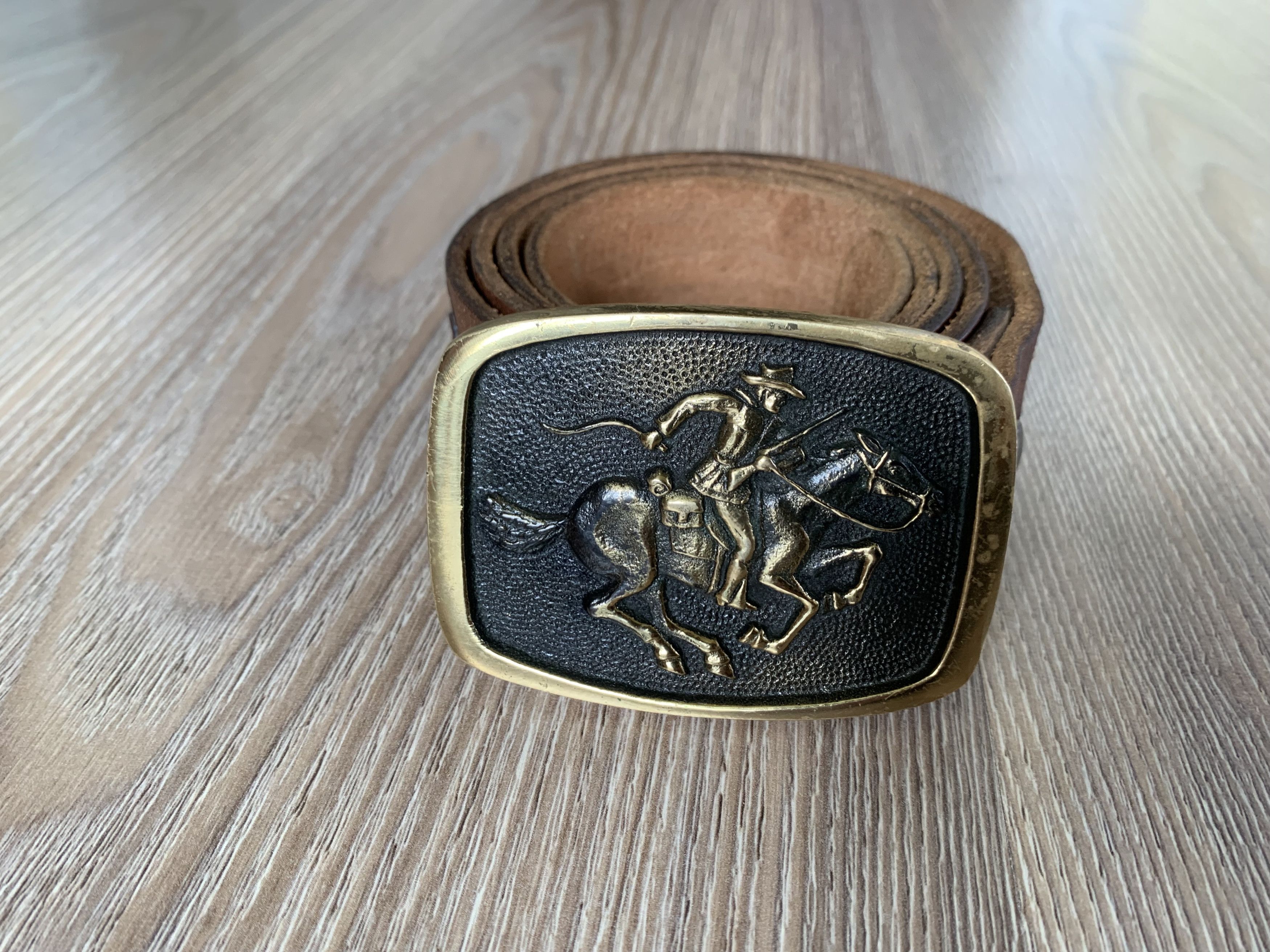 Vintage BTS Retro Embossed Western Cowboy Leather Belt Size ONE SIZE - 2 Thumbnail