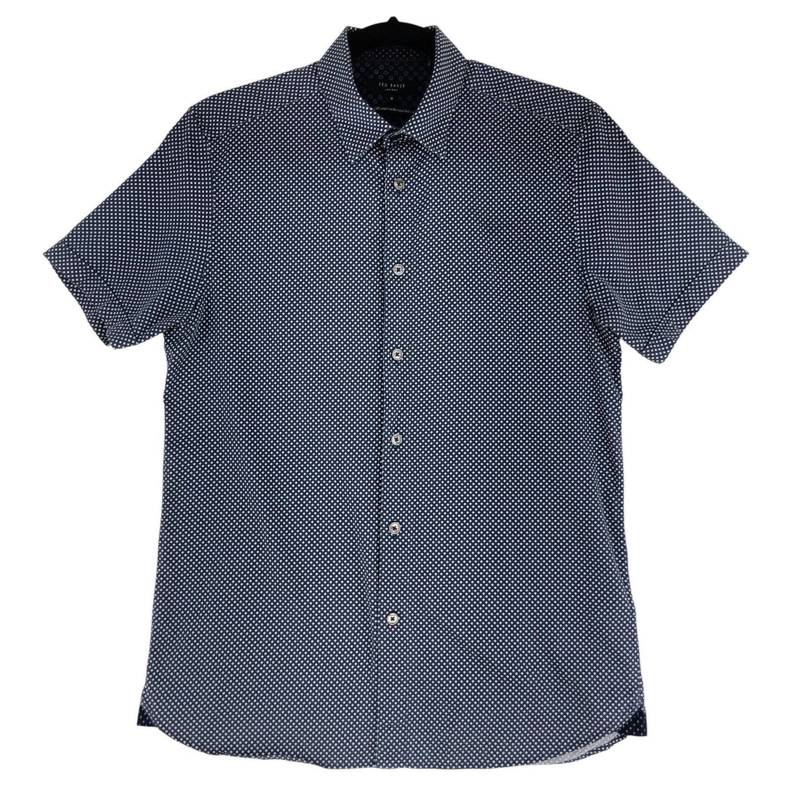 Ted Baker Ted Baker Shirt M Navy Geometric Short Sleeve Button Up Size US M / EU 48-50 / 2 - 1 Thumbnail