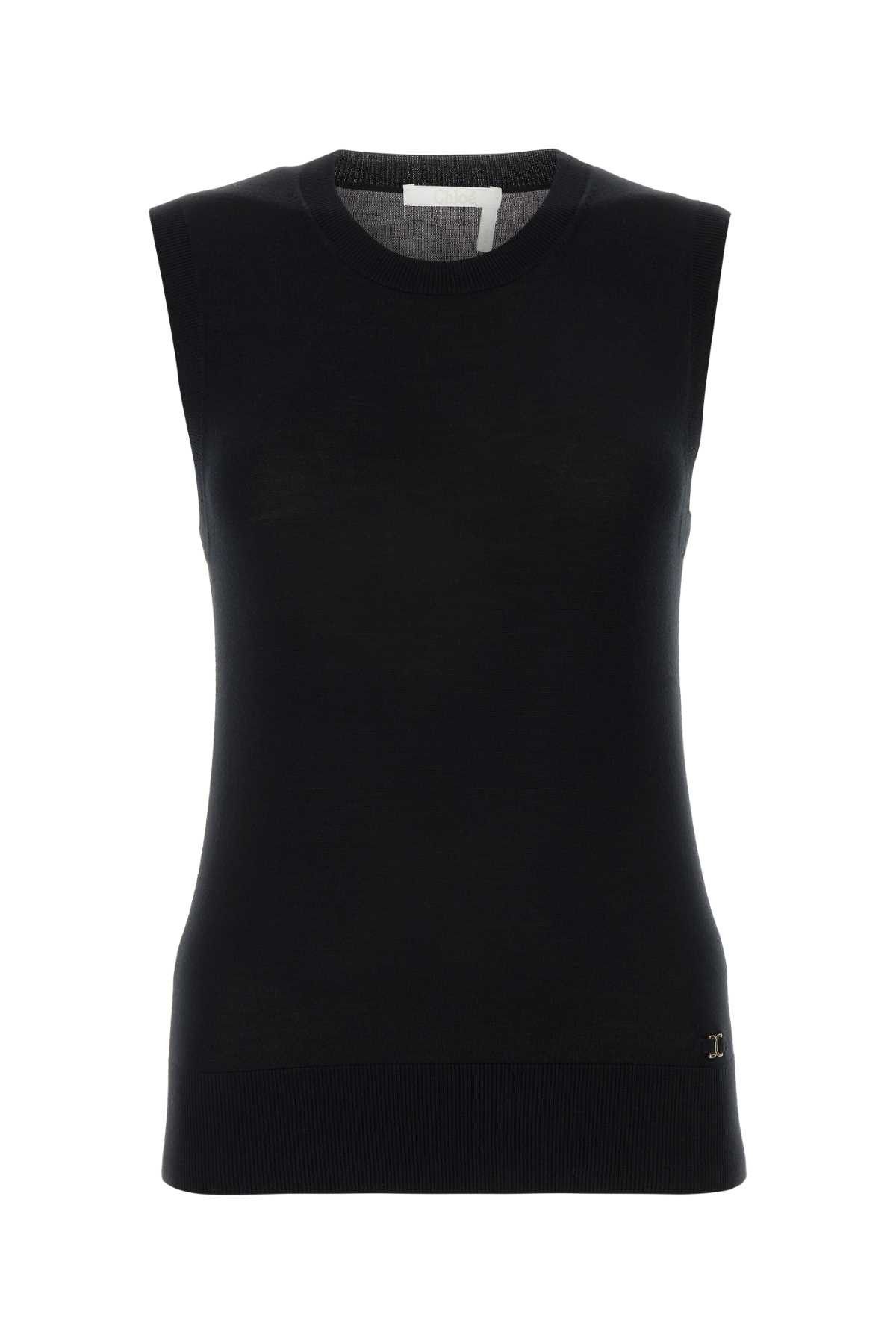 image of Chloe Black Wool Top, Women's (Size Small)