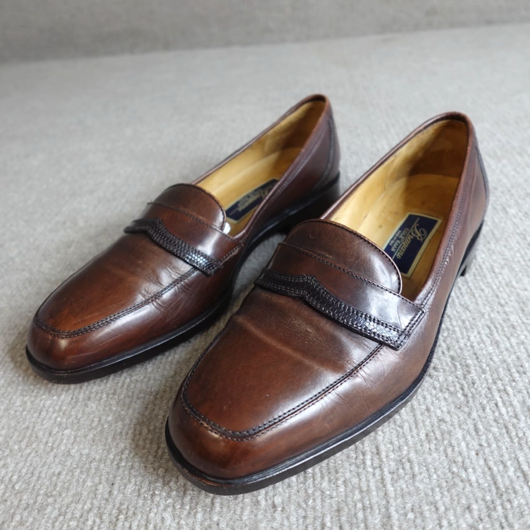 Cole Haan Cole Haan Mens Loafers Casual Slip On Leather Brown 8.5D Wide Made in Italy Size US 9 / EU 42 - 2 Thumbnail