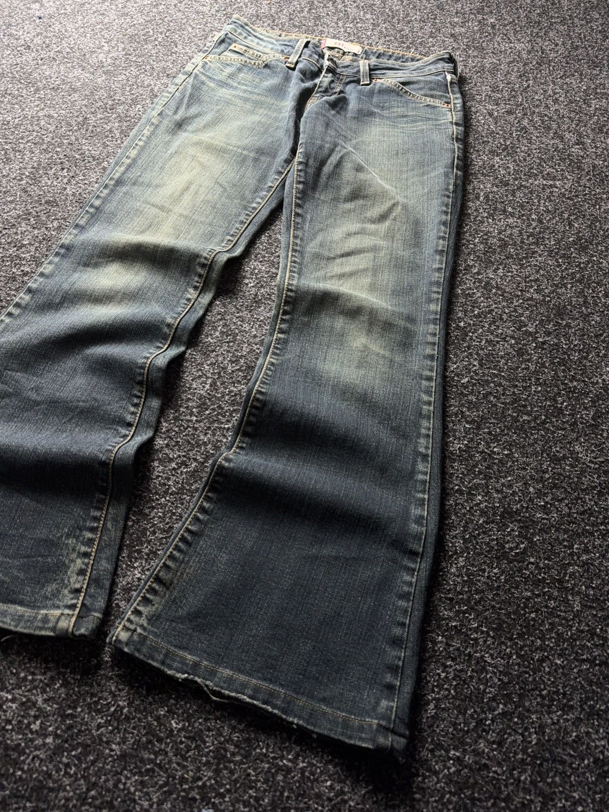 Levi's 00s Levi’s 551 Flare Y2K Vntg Bootcut Greenish Indigo Jeans Size 27" / US 4 / IT 40 - 3 Thumbnail