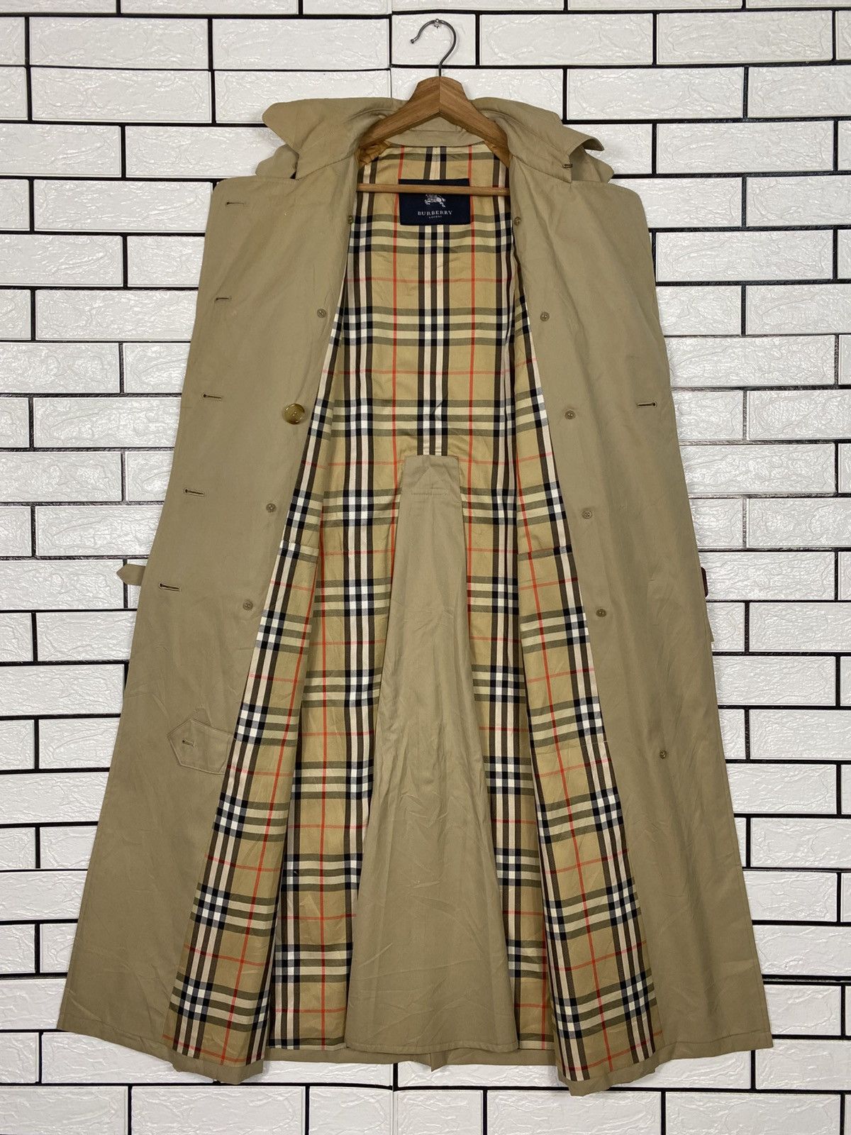 Vintage Trench Coat Long Jacket Burberry London Nova Check